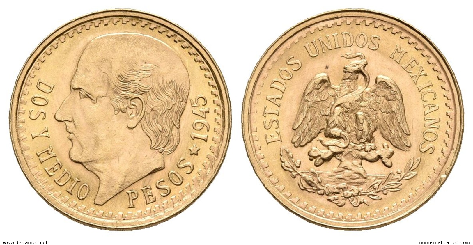 MEXICO. 2 1/2 Pesos. 1945. México. Km# 463; Fr.169. Au. 2,09g. EBC. - Other & Unclassified