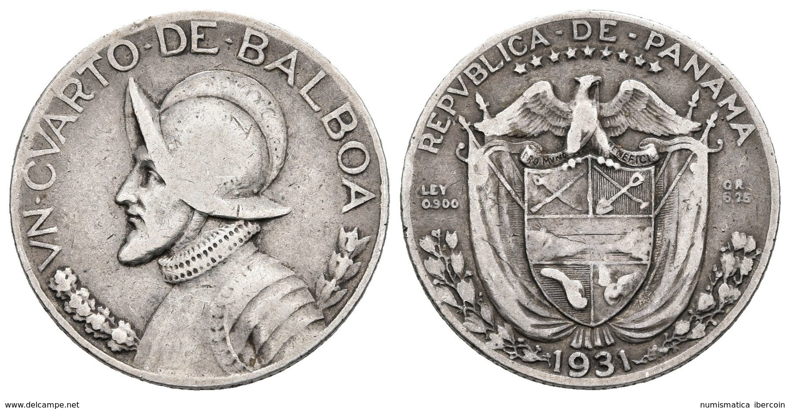 PANAMA. 1/4 Balboa. 1931. Km#11.1. Ar. 6,09g. MBC-. Rara. - Otros & Sin Clasificación