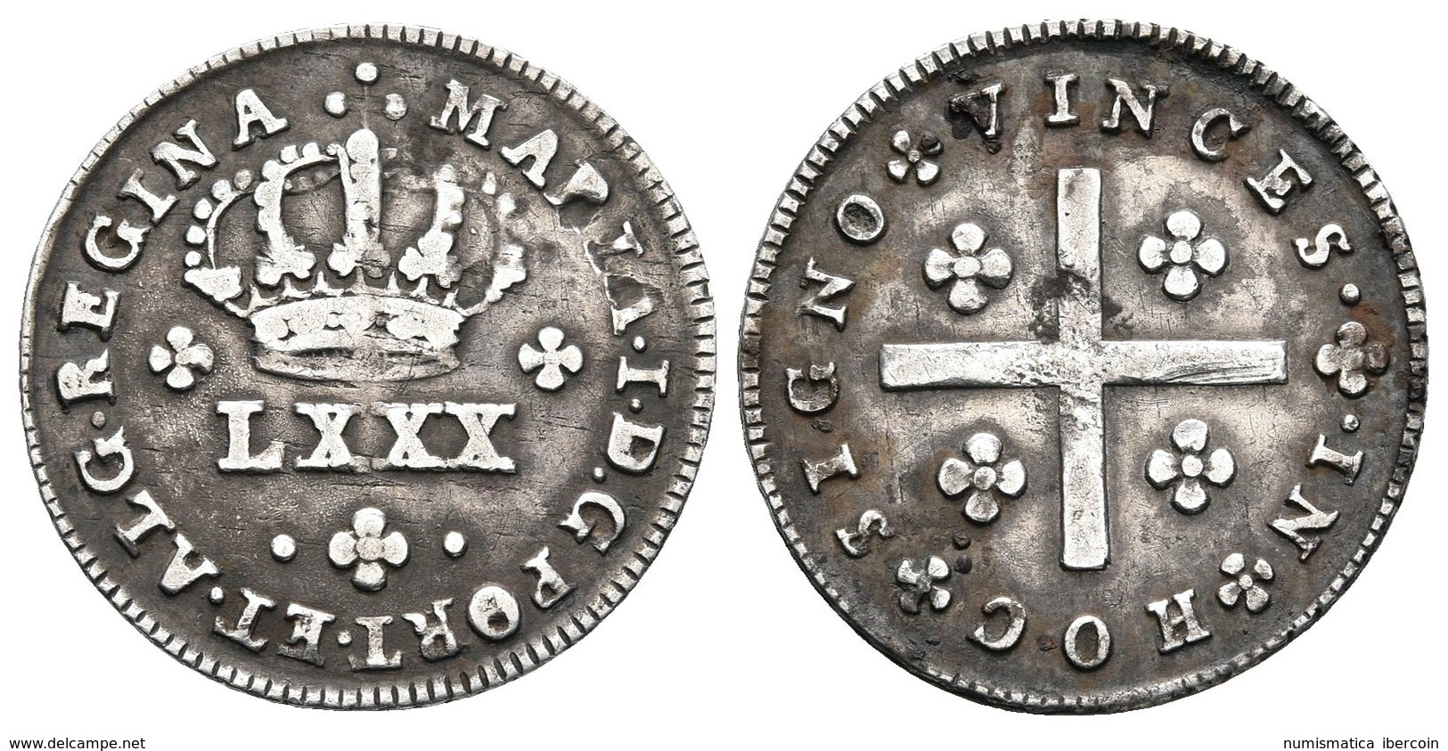 PORTUGAL. María I. Tostao-80 Reis. (1786-1799). Gomes 12.02. Ar. 2,89g. MBC. - Otros & Sin Clasificación