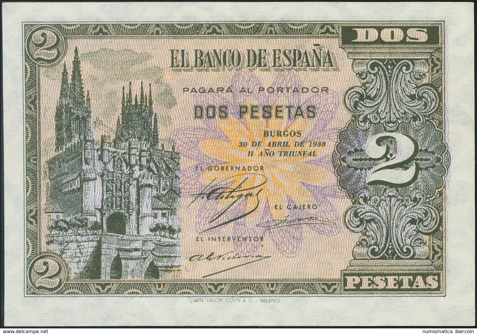 2 Pesetas. 30 De Abril De 1938. Serie C. (Edifil 2017: 429a). SC. - Other & Unclassified