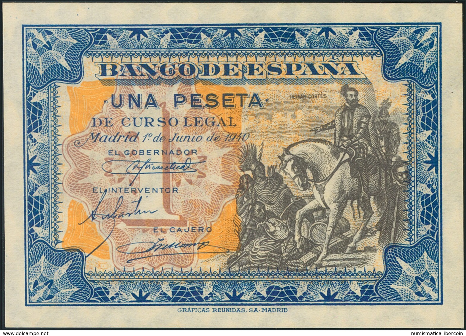 1 Peseta. 1 De Junio De 1940. Sin Serie. (Edifil 441). SC. - Other & Unclassified