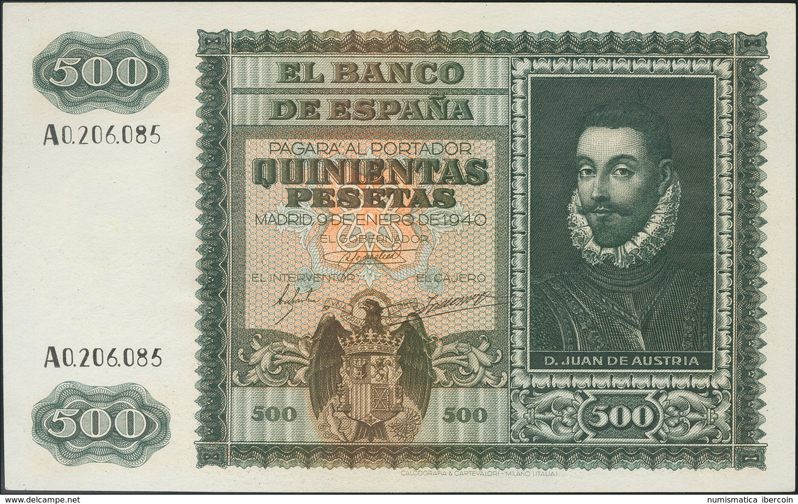 500 Pesetas. 9 De Enero De 1940. (doblez Central) (Edifil 2017: 439). EBC-. - Other & Unclassified