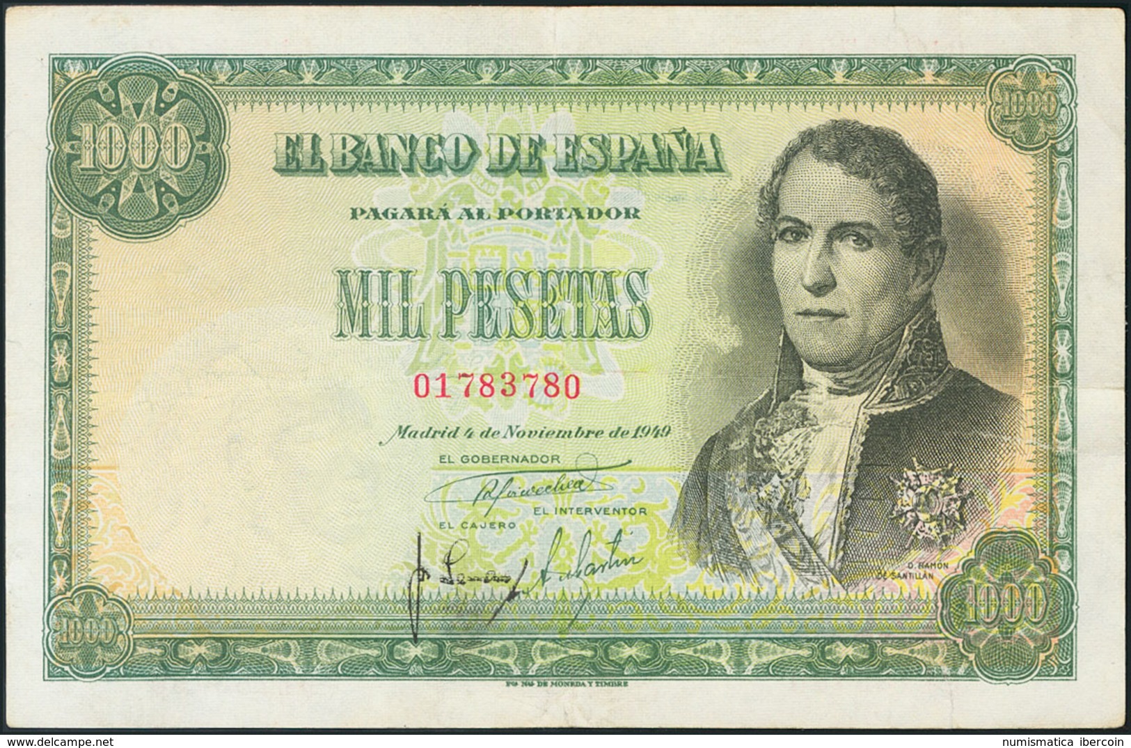 1000 Pesetas. 4 De Noviembre De 1949. (Edifil 2017: 458). MBC. - Otros & Sin Clasificación