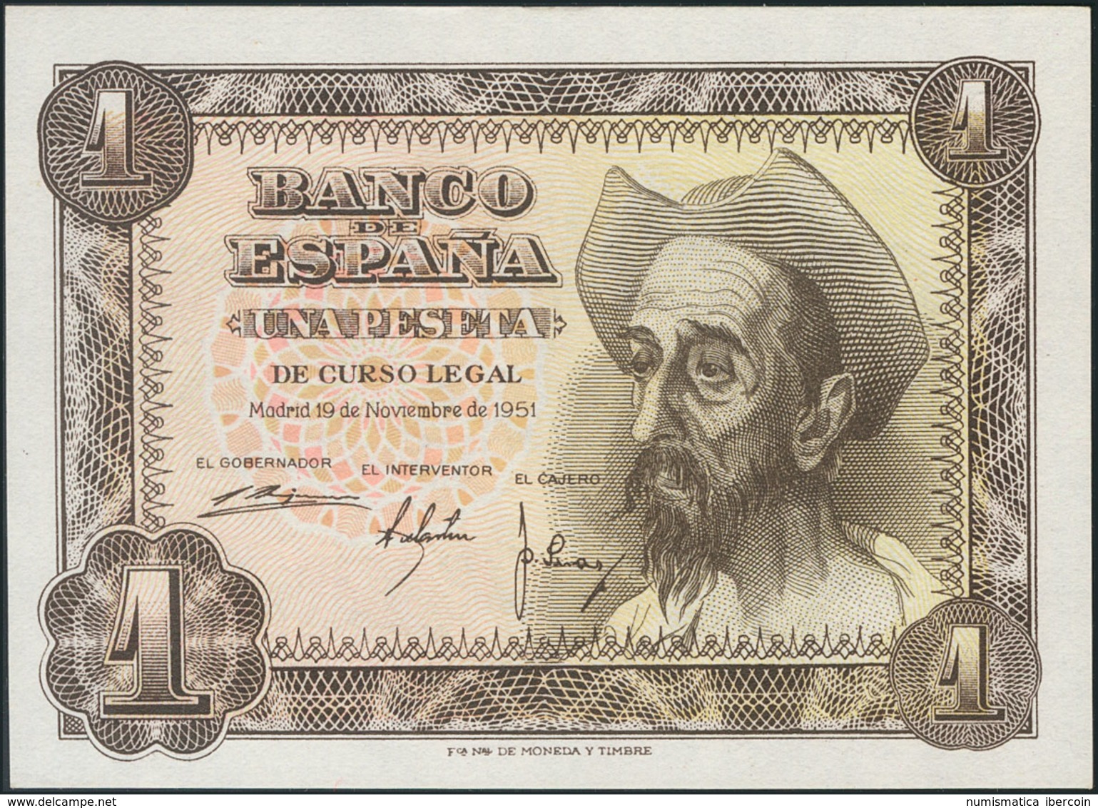 1 Peseta. 19 De Noviembre De 1951. Serie D. (Edifil 2017: 461a).  SC-. - Otros & Sin Clasificación