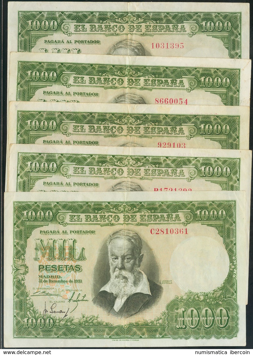 Conjunto De 5 Billetes De 1000 Pesetas De La Emisión Del 31 De Diciembre De 1951, Todos Ellos Sin Serie. (Edifil 2017: 4 - Other & Unclassified