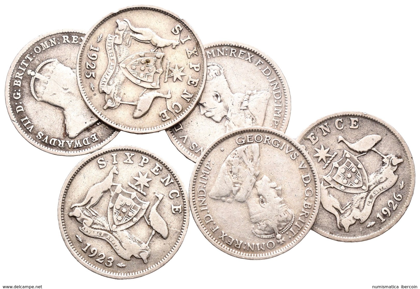 AUSTRALIA. Lote Compuesto Por 6 Monedas De 6 Pence. 1910, 1922, 1923, 1925, 1926 Y 1928, Alguna Escasa. Km#19/25. Ar. BC - Other & Unclassified