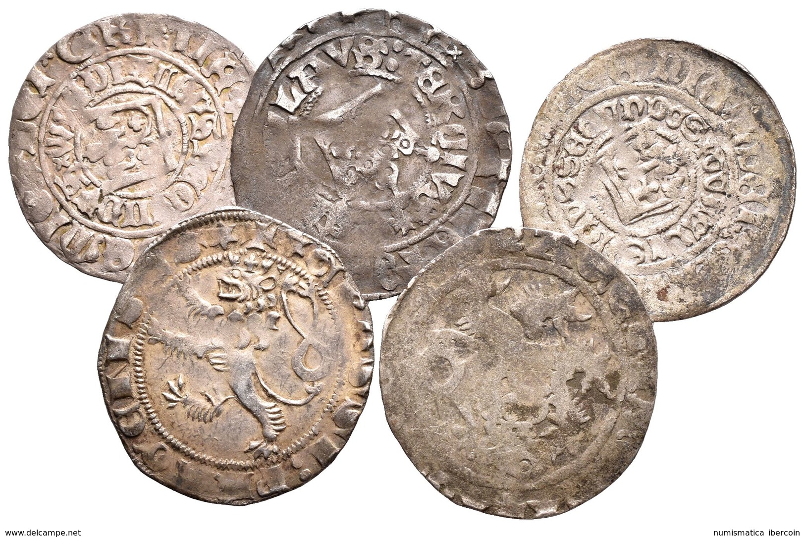 BOHEMIA. Lote Compuesto Por 5 Monedas De Groschen De Wenceslao II Y III. 1278-1306. Praha (Praga). Ar. BC/MBC-. A EXAMIN - Otros & Sin Clasificación