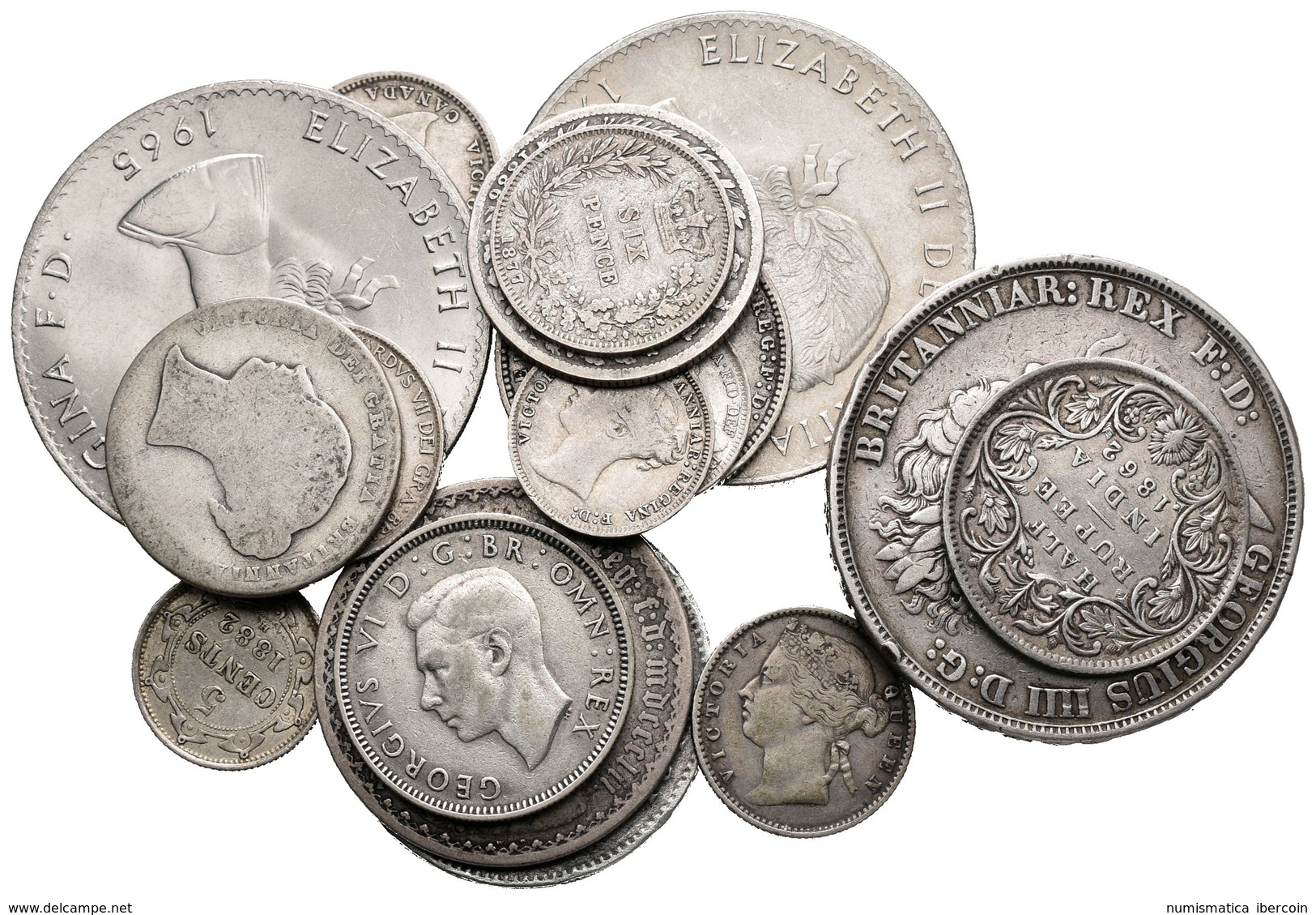 GRAN BRETAÑA. Lote Compuesto Por 17 Monedas De Plata, Incluyendo 1 Crown De 1822 Y Varias Piezas De India Británica, Mau - Otros & Sin Clasificación