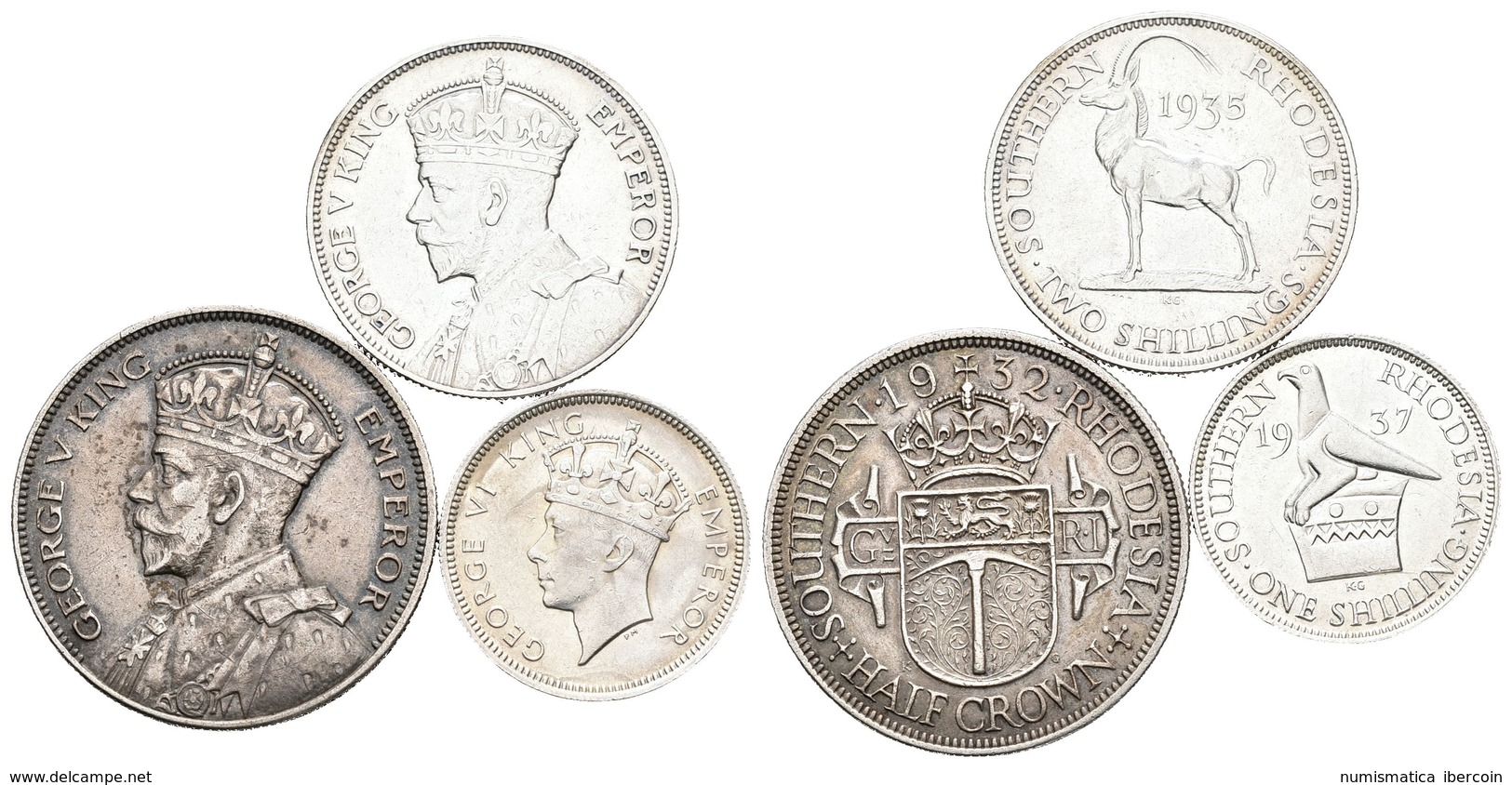 RHODESIA DEL SUR. Lote Compuesto Por 3 Monedas. 2 Schilling 1935. Km#4, Half Crown 1932. Km#5 Y Schilling 1937. Km#11. A - Other & Unclassified