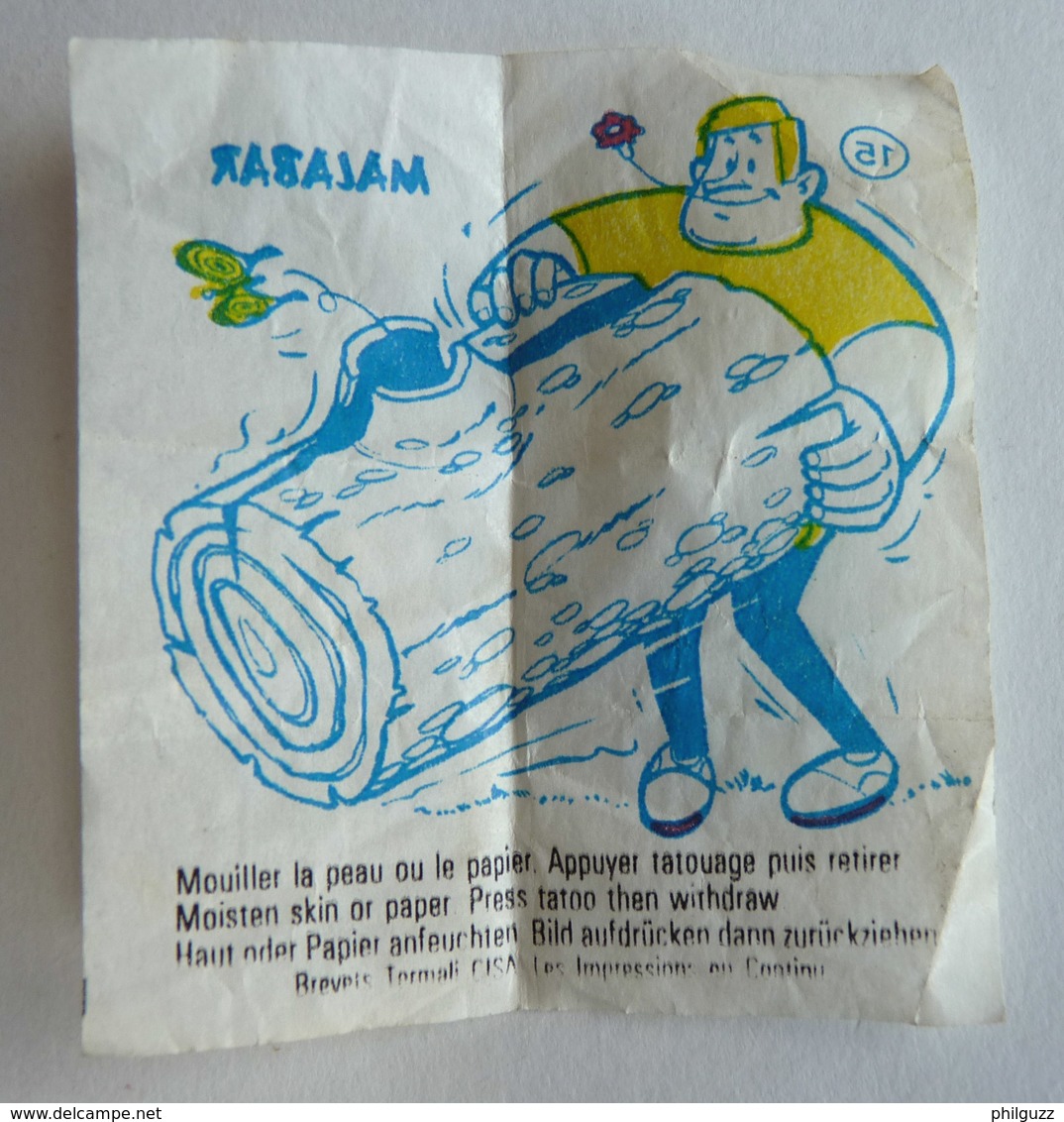 TRES RARE IMAGE TRANSFERT Chewing Gum MALABAR 1968 Tatouage Dit à La Fleur N 15 - Le Moing - Andere & Zonder Classificatie