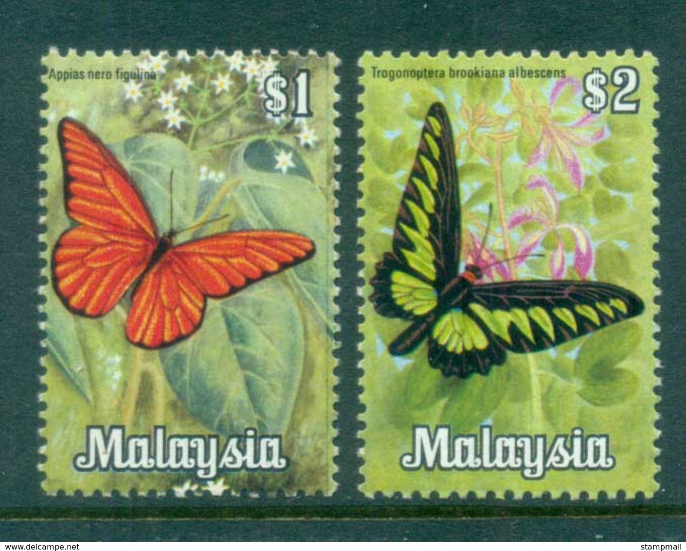 Malaysia 1970 Butterflies $1,$2 MUH Lot82530 - Malaysia (1964-...)