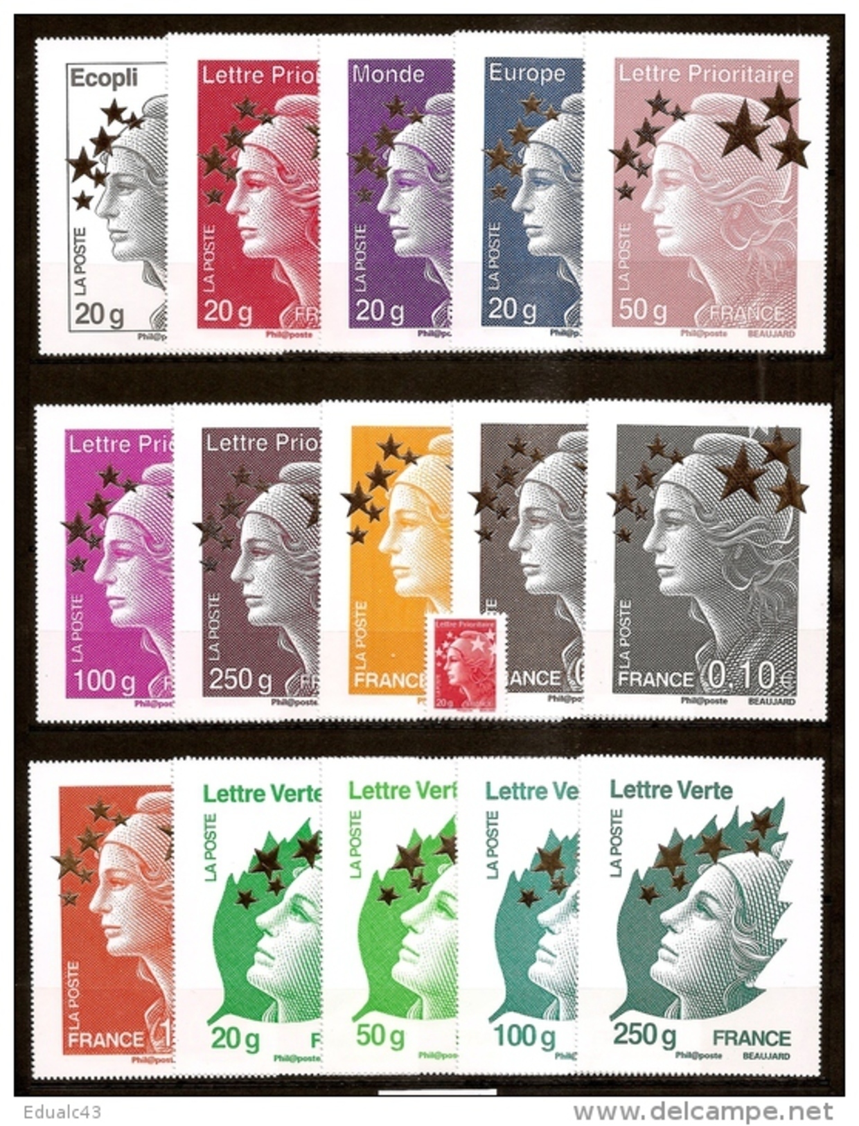 FRANCE - Année Complète 2012 - NEUF LUXE ** 97 Timbres - AVEC Les 15 Maxi Mariannes Etoiles D'OR - 2010-2019