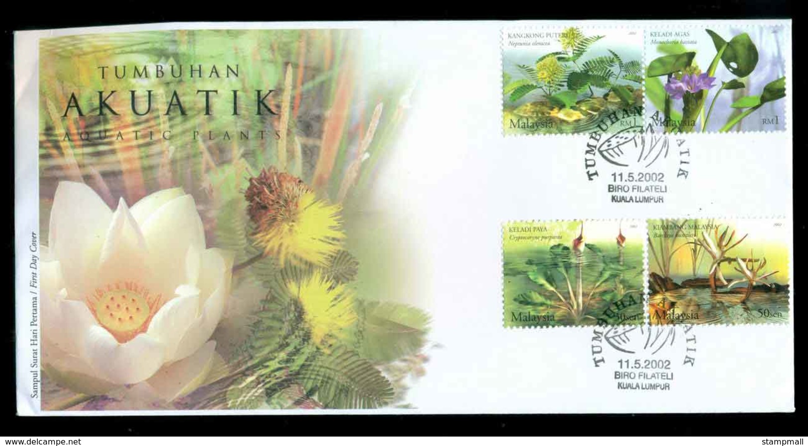 Malaysia 2002 Aquatic Plants FDC Lot51561 - Malaysia (1964-...)