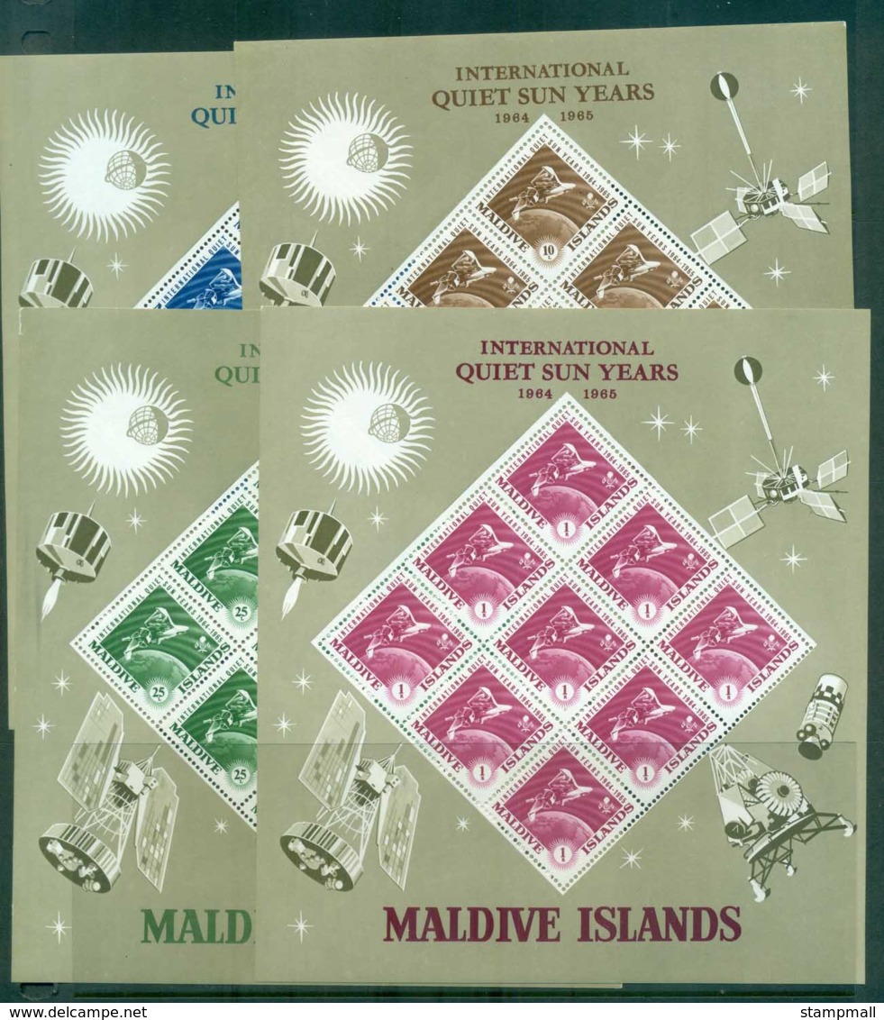 Maldive Is 1965 Quiet Sun Years, Space 4xMS Lot82493 - Maldives (1965-...)