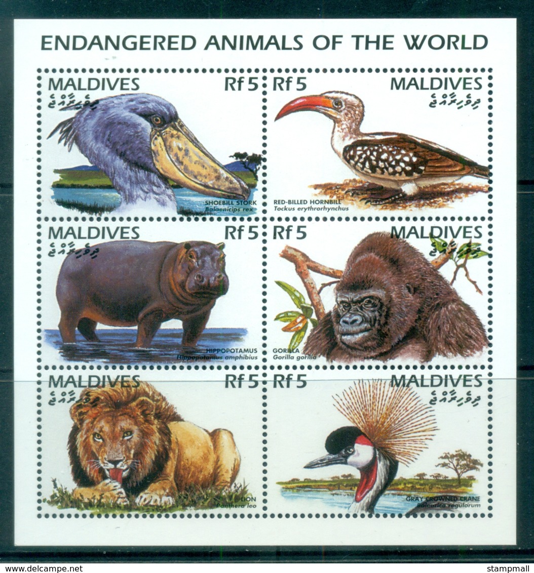 Maldive Is 1996 Endangered Animals MS MUH - Maldives (1965-...)