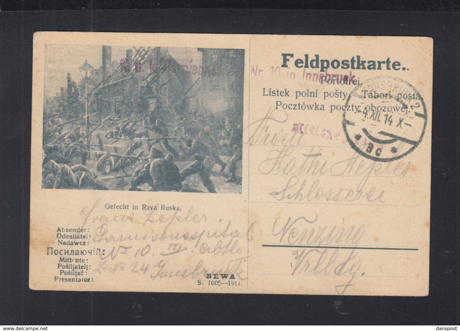 KuK Feldpost Bild-PK Gefecht In Rava Ruska 1914 Innsbruck - Briefe U. Dokumente