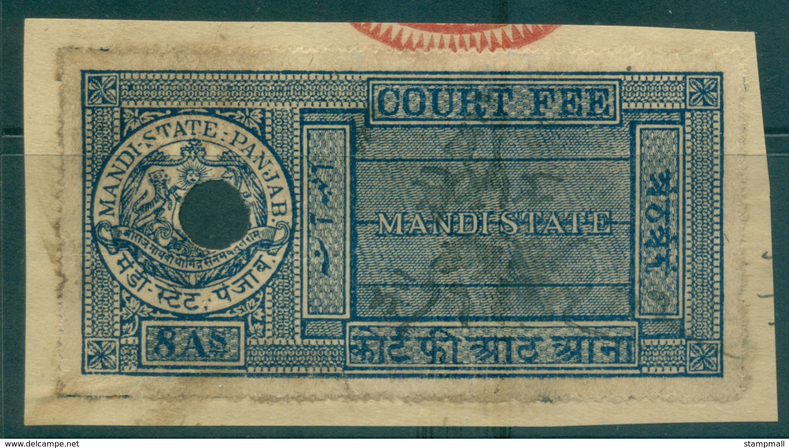 Mandi State 1930-40 Court Fee 8a Blue Lot36554 - Other & Unclassified