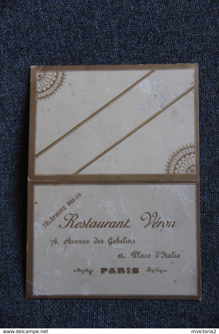 Menu Du Restaurant VERON à PARIS, Repas De Noces, Daté Du 29 AVRIL 1905. - Menus