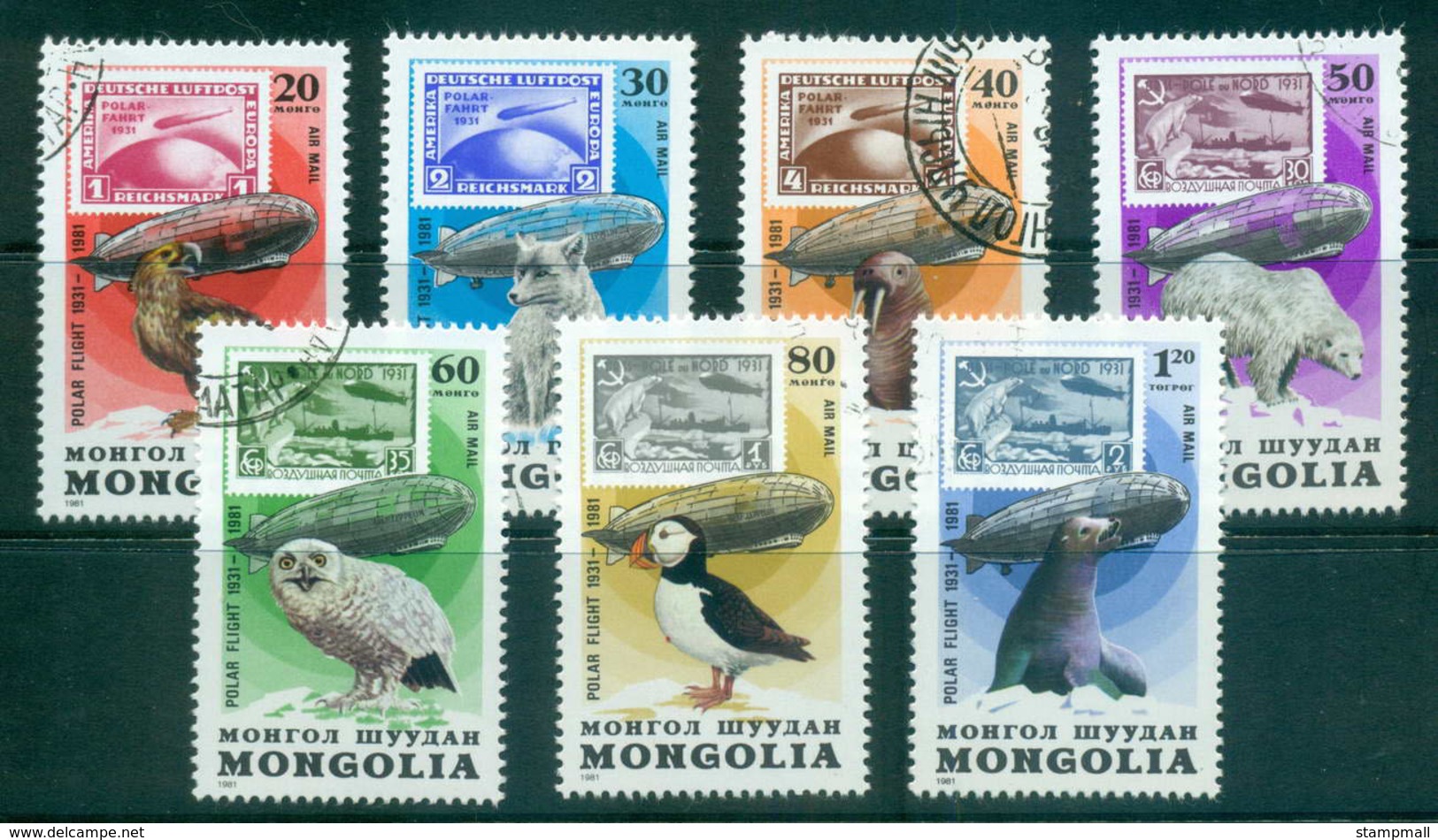 Mongolia 1981 Zeppelin Flights, Wildlife CTO Lot56010 - Mongolia