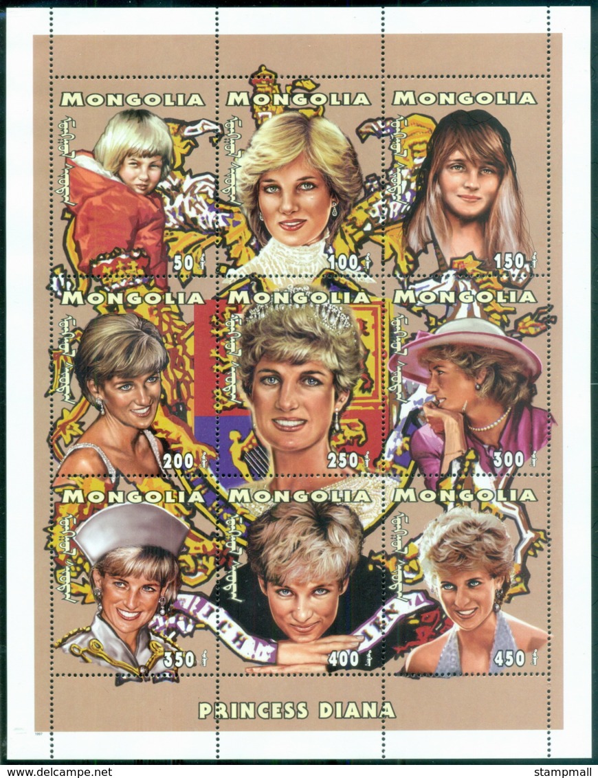 Mongolia 1997 Princess Diana In Memoriam, Diana Through The Years MS MUH - Mongolia