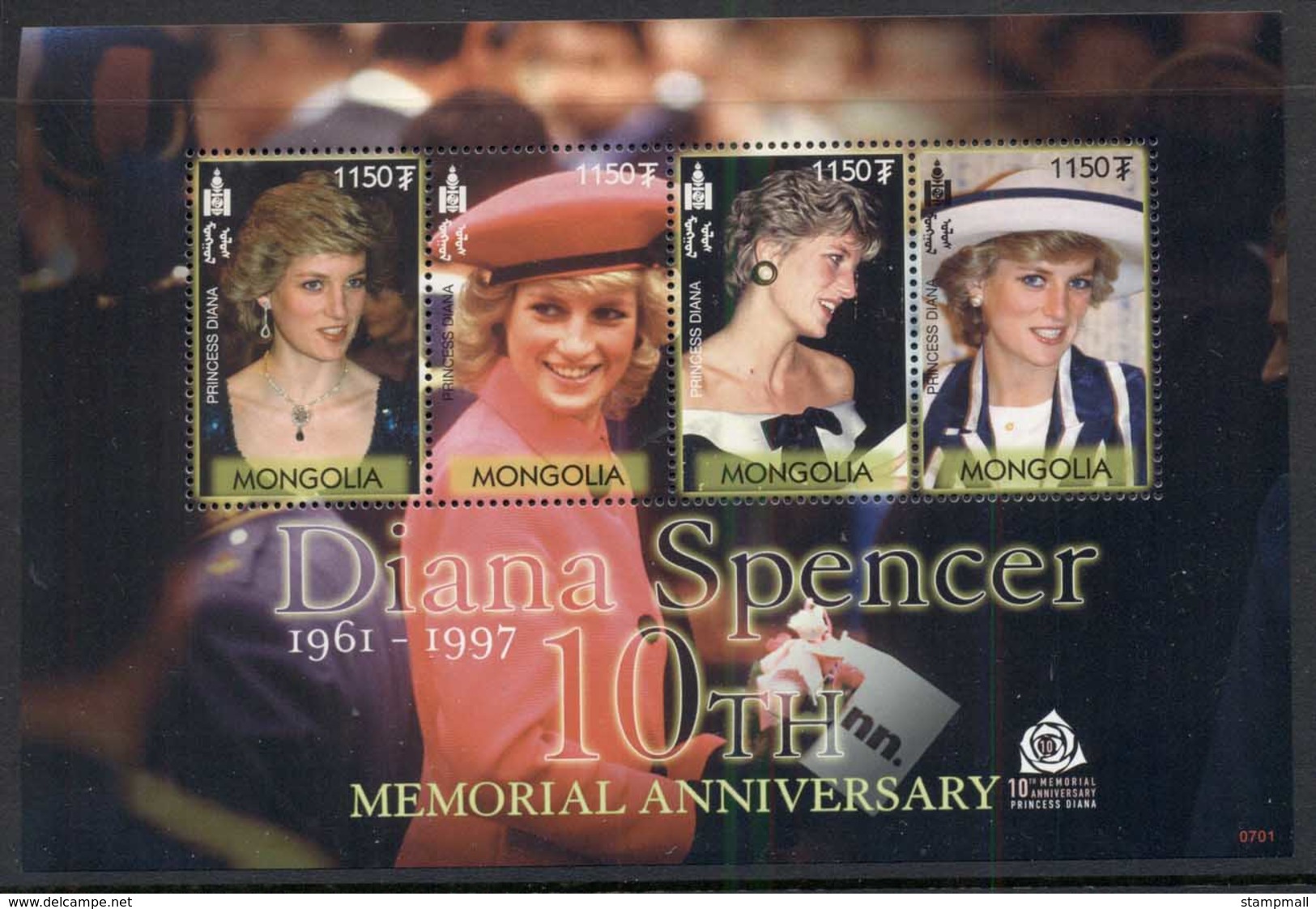 Mongolia 2003 Princess Diana In Memoriam 10th Anniv. Sheetlet MUH - Mongolie