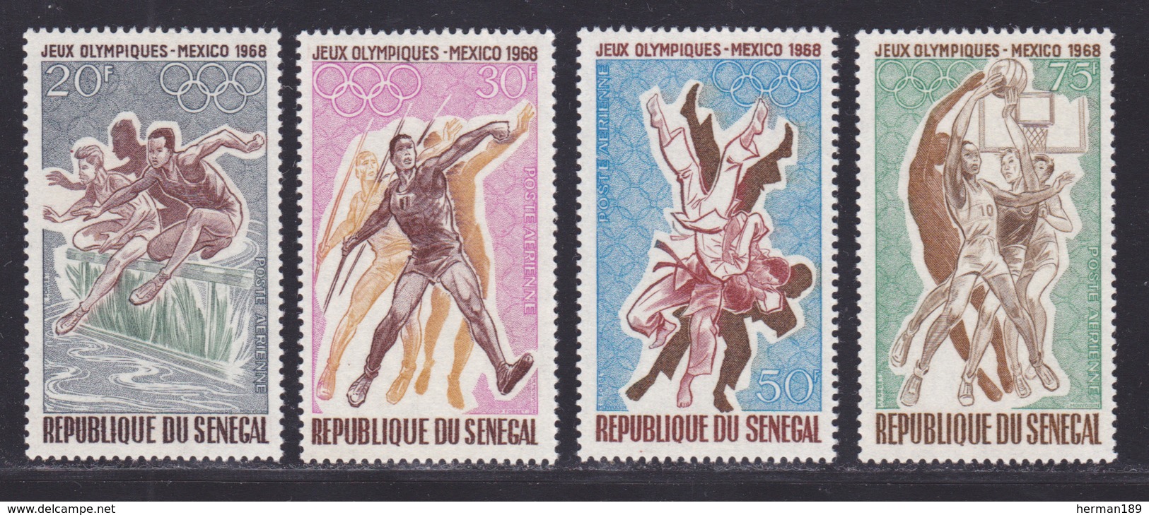 SENEGAL AERIENS N°   68 à 71 ** MNH Neufs Sans Charnière, TB (D7616) Jeux Olympiques Mexico - 1968 - Sénégal (1960-...)