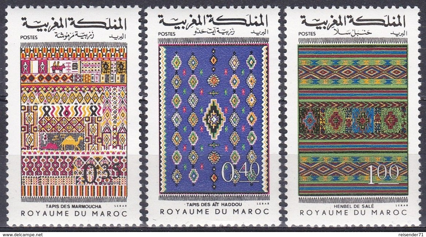 Marokko Morocco 1977 Kunsthandwerk Handicrafts Teppichknüpferei Teppiche Carpets Kunst Arts Kultur Culture, Bl. 867-9 ** - Marokko (1956-...)