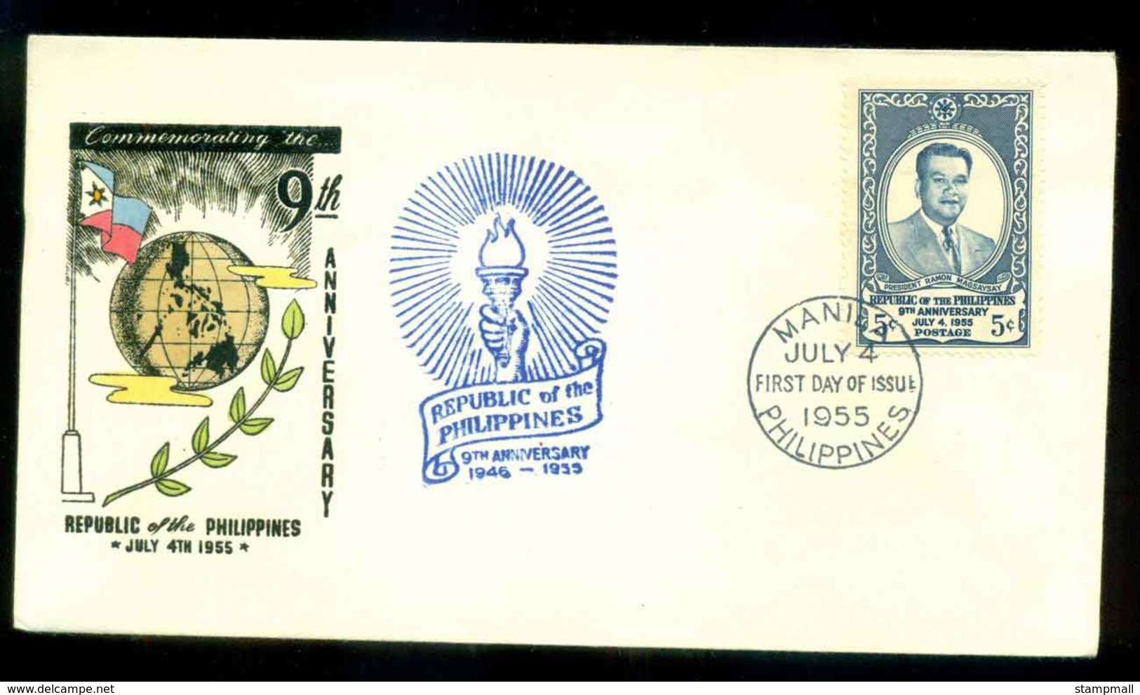 Philippines 1955 Republic Anniv. FDC Lot51619 - Philippines