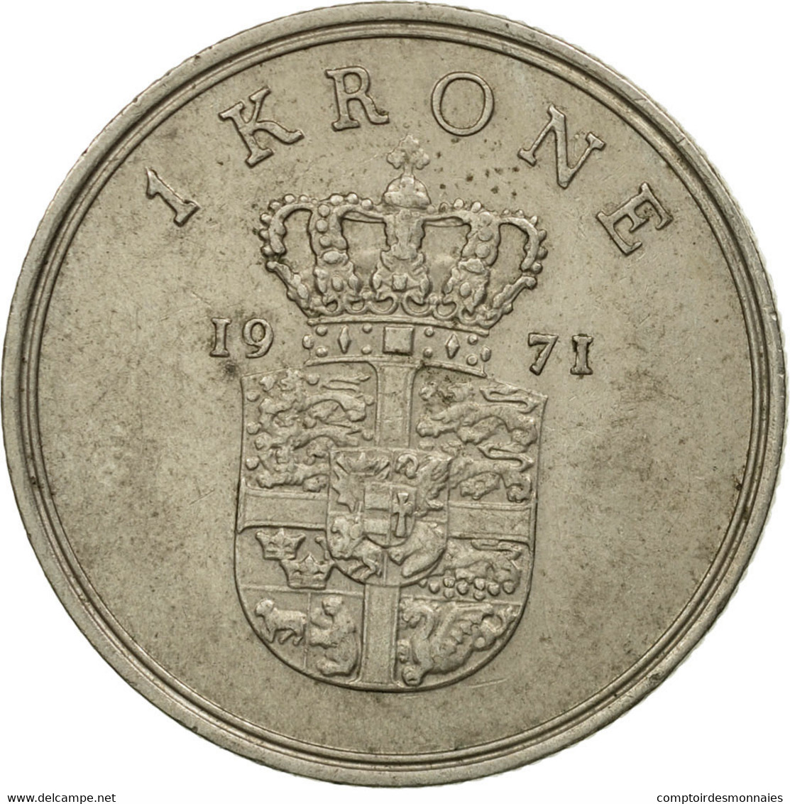 Monnaie, Danemark, Frederik IX, Krone, 1971, Copenhagen, TTB, Copper-nickel - Denmark