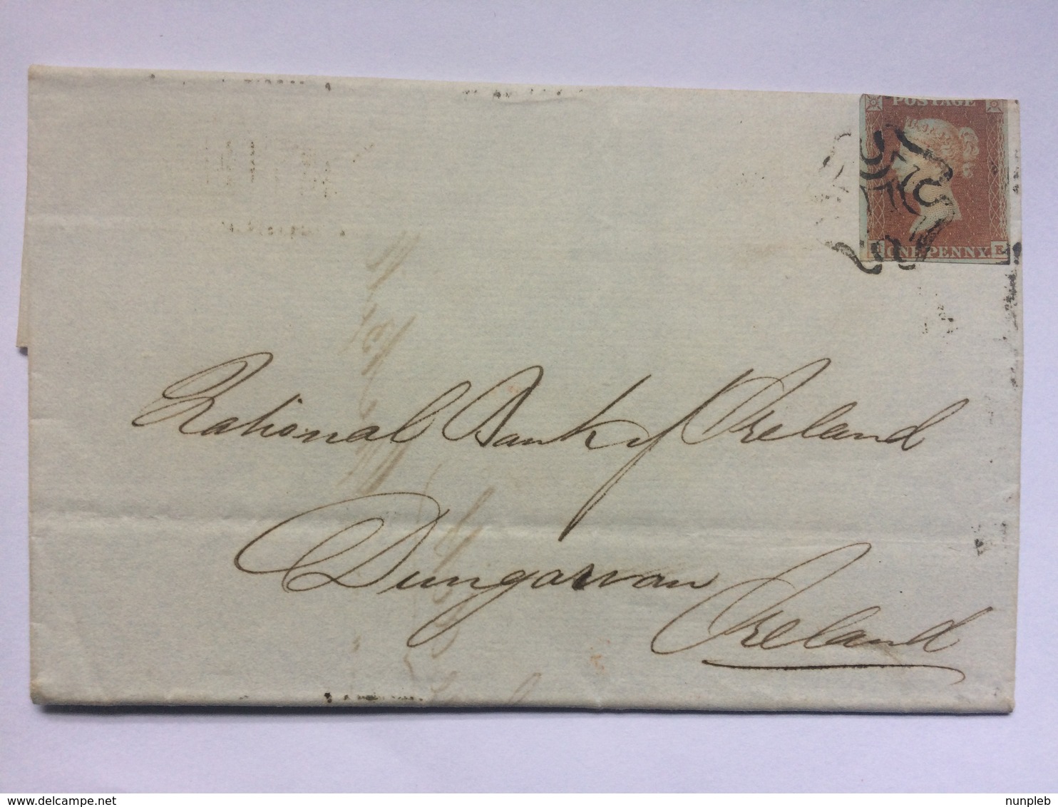 GB - 1842 Wrapper Tied With Maltese Cross - London To Dungannon - Lombard St Mark + Irish Red Diamond Paid Mark - Covers & Documents