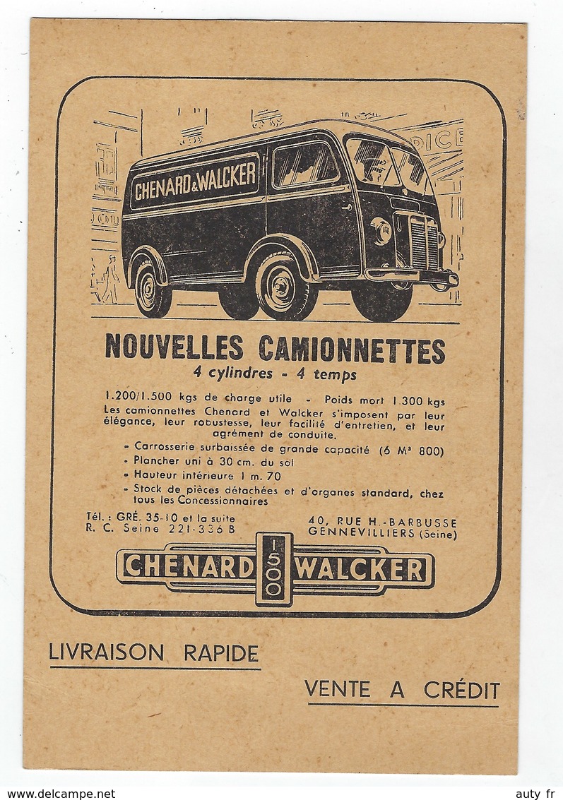 Carte Publicitaire Camionnette CHENARD WALCKER - Garage DEVARS Bayonne St. Léon - Bayonne