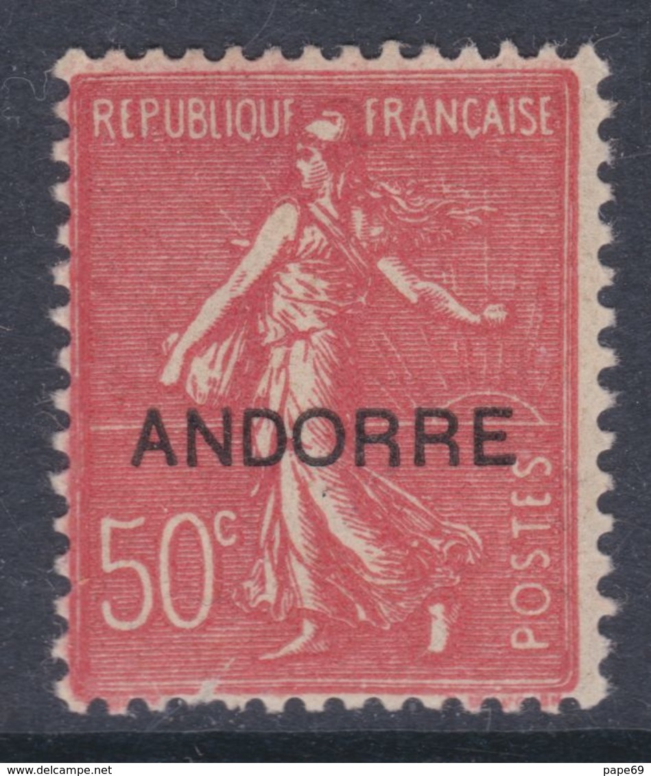 Andorre N° 15 XX Timbres De France Surchargés "Andorre", Partie De Série : 50 C. Rouge Sans Charnière,  TB - Unused Stamps