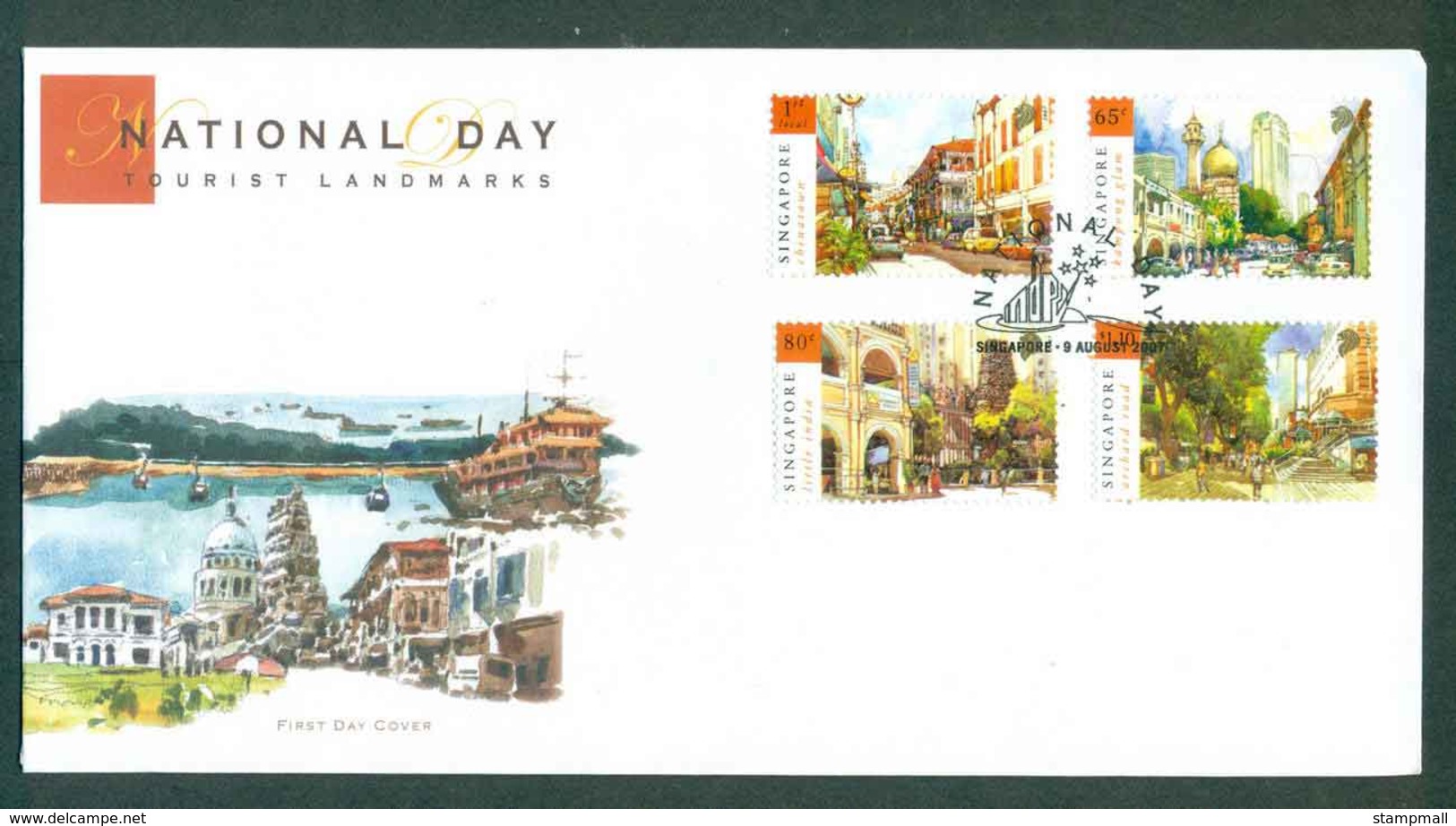 Singapore 2007 National Day, Tourist Landmarks FDC Lot50410 - Singapore (1959-...)