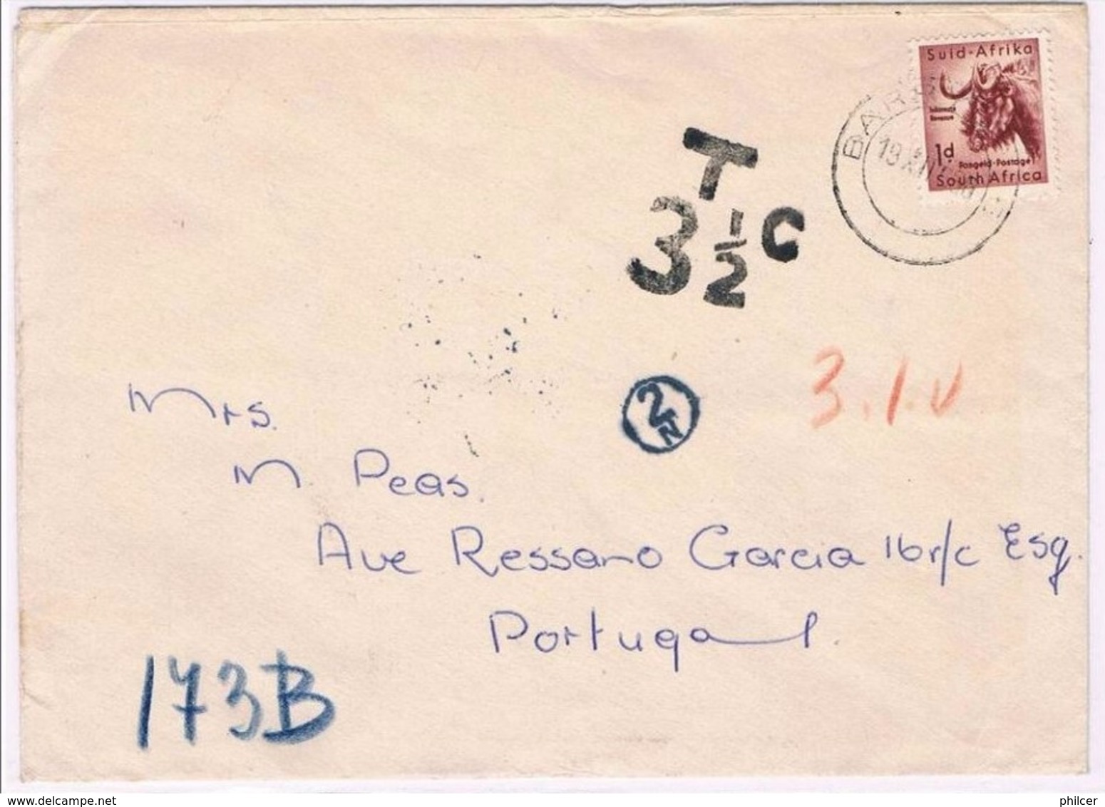 South Africa, 1961, South Africa-Lisboa - Lettres & Documents