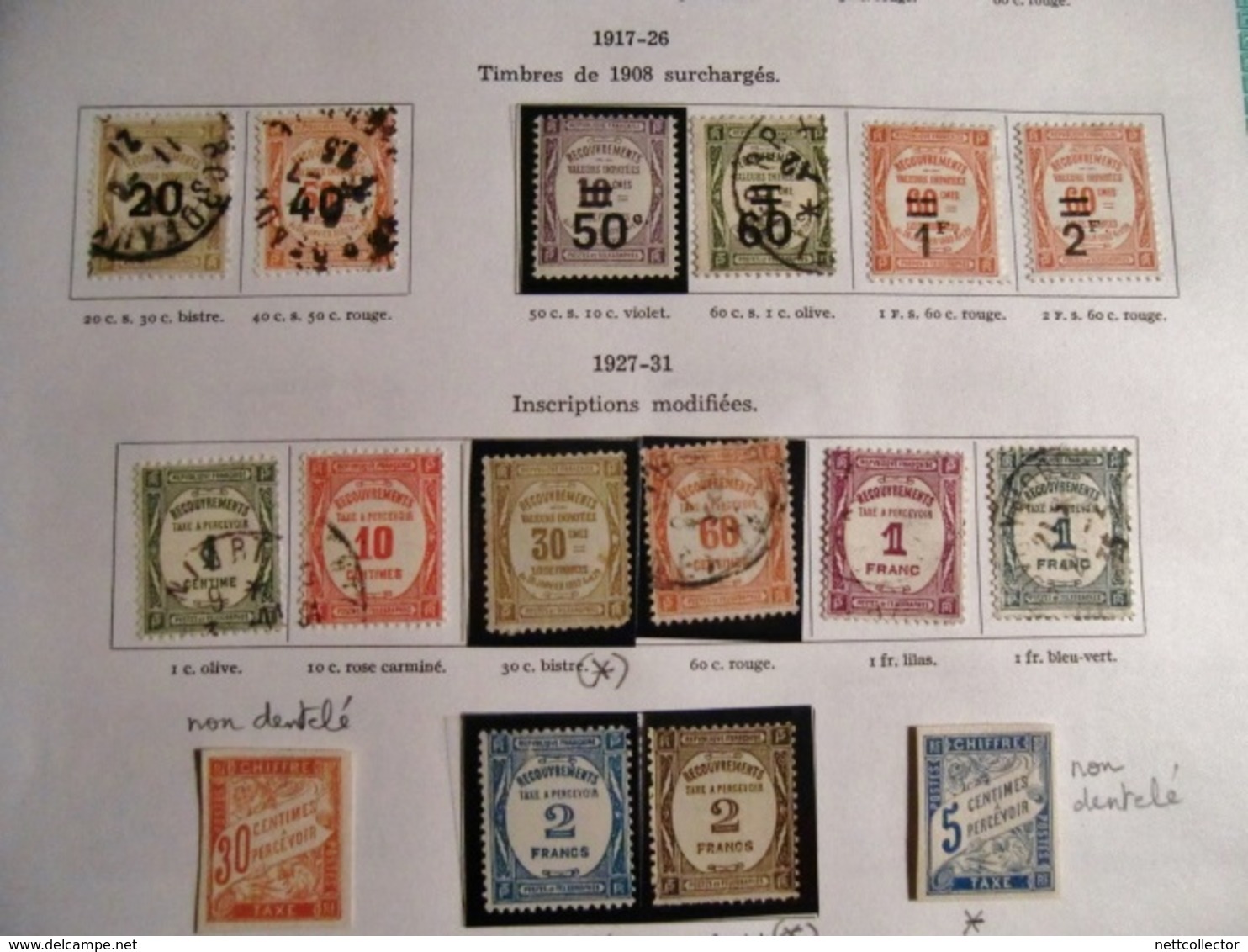 RARE COLLECTION TIMBRES TAXES entre 1859 & 1983 NEUFS et OBLITERES