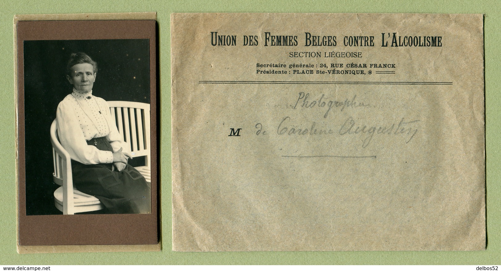 CDV  : " UNION DES FEMMES BELGES CONTRE L'ALCOOLISME " - Old (before 1900)