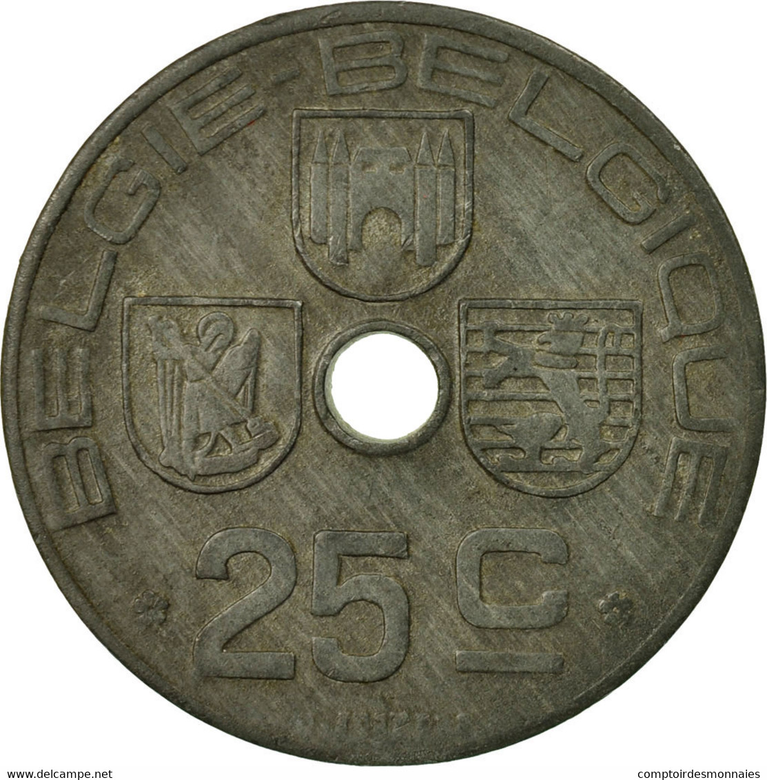 Monnaie, Belgique, 25 Centimes, 1944, TTB+, Zinc, KM:132 - 25 Cent