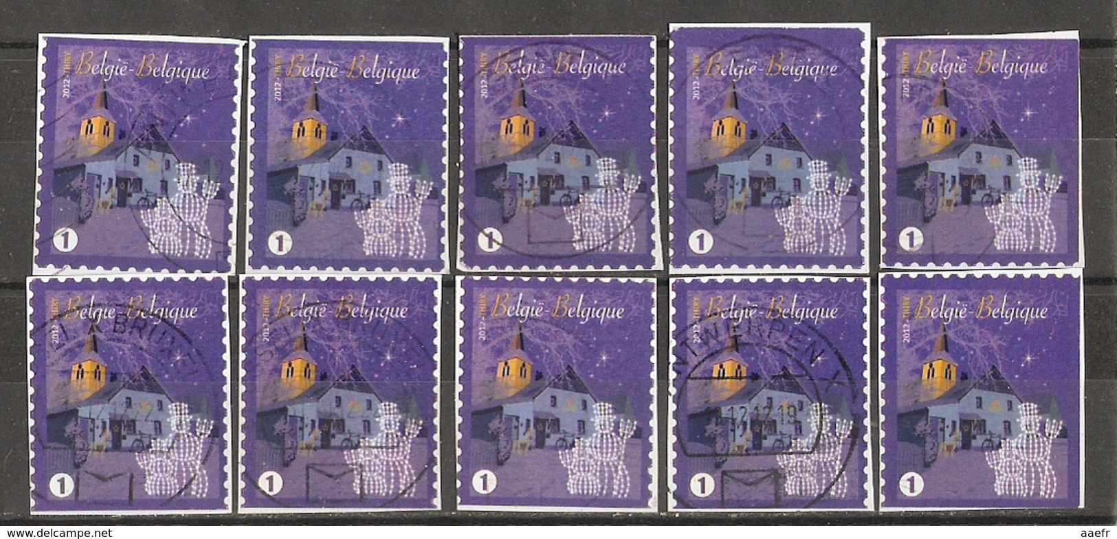 Belgique 2012 - Noël - Série Complète De Carnet S/ Fragment - Petit Lot De 10 ° - 4 Timbres Différents - Oblitérés