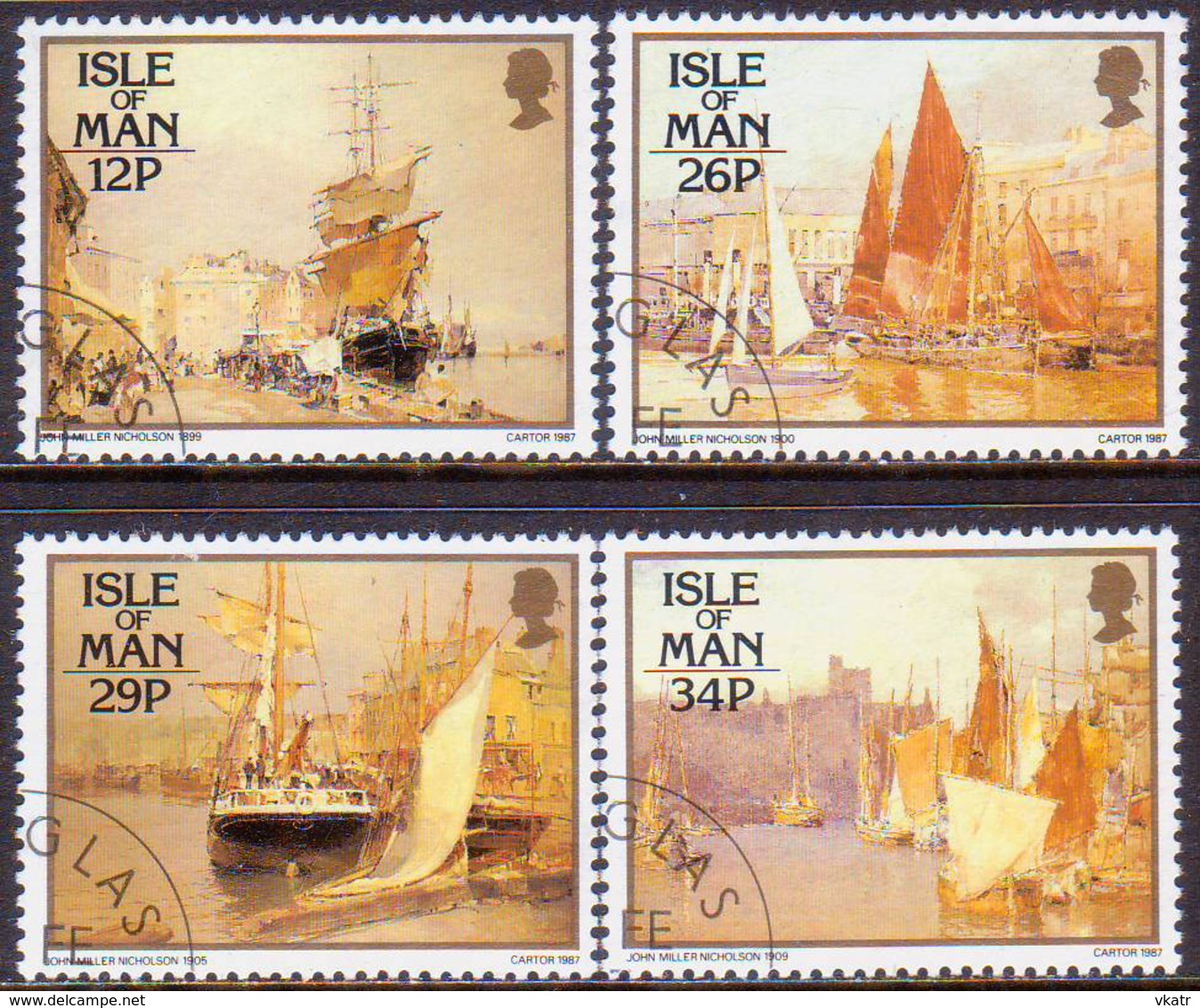 ISLE OF MAN 1987 SG 340-43 Compl.set Used Paintings By John Miller Nicholson - Isle Of Man