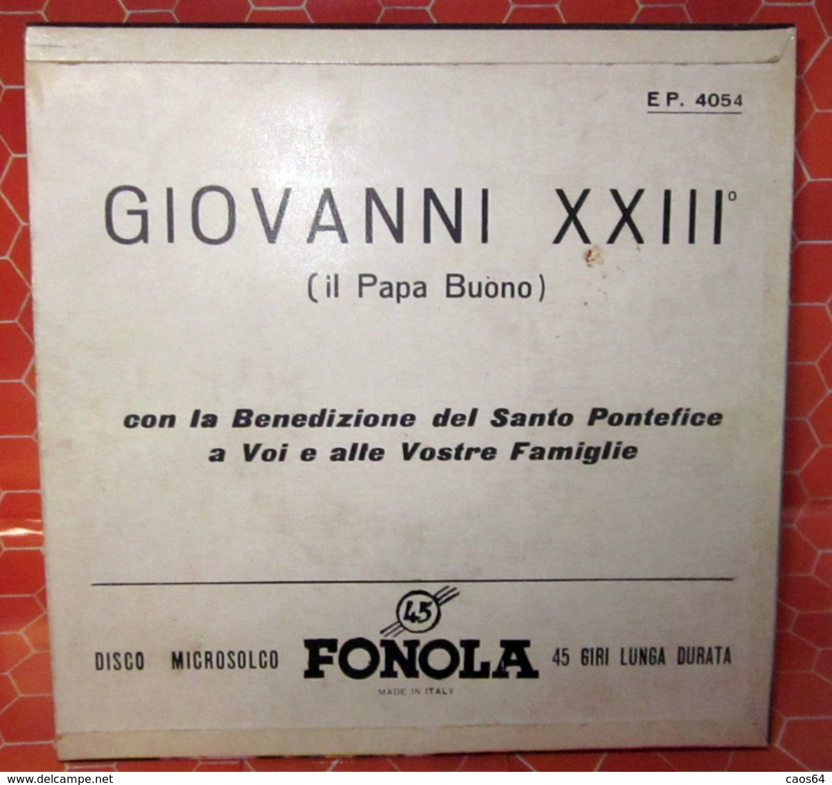 GIOVANNI  XXIII AUCUN VINYLE  COVER NO VINYL 45 GIRI - 7" - Zubehör & Versandtaschen