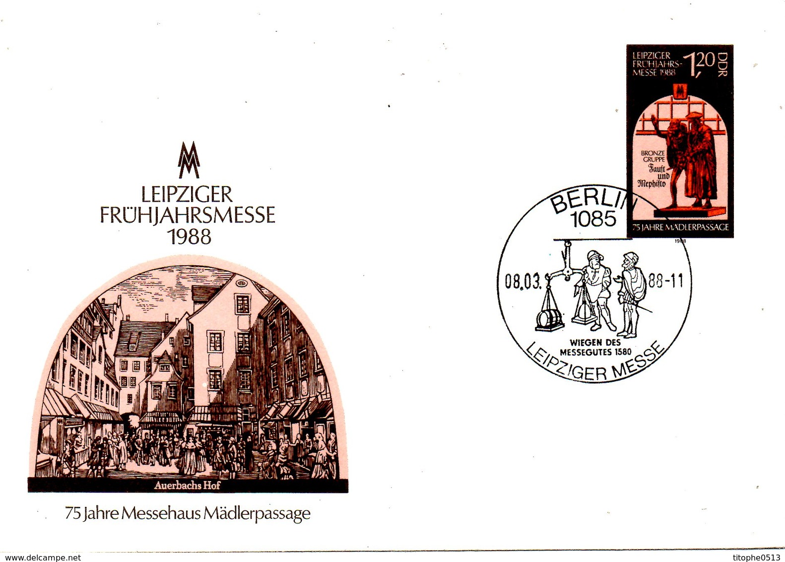 RDA. Entier Postal Avec Oblitération 1er Jour De 1988. Foire De Leipzig. - Enveloppes - Oblitérées