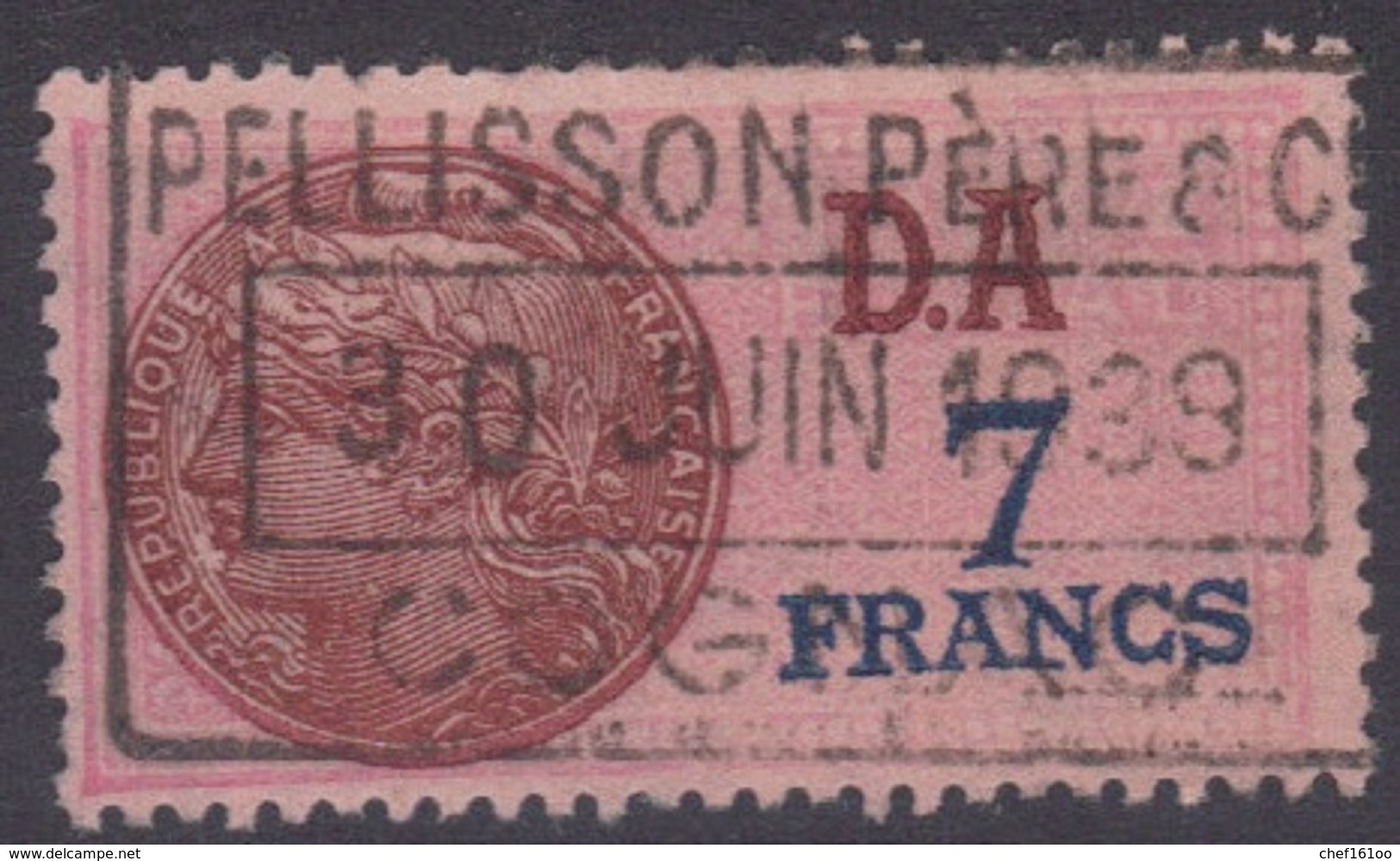 France Fiscal : Fiscal N°212 Type II  (cote 60,00 €), Scan Recto-verso. - Andere & Zonder Classificatie