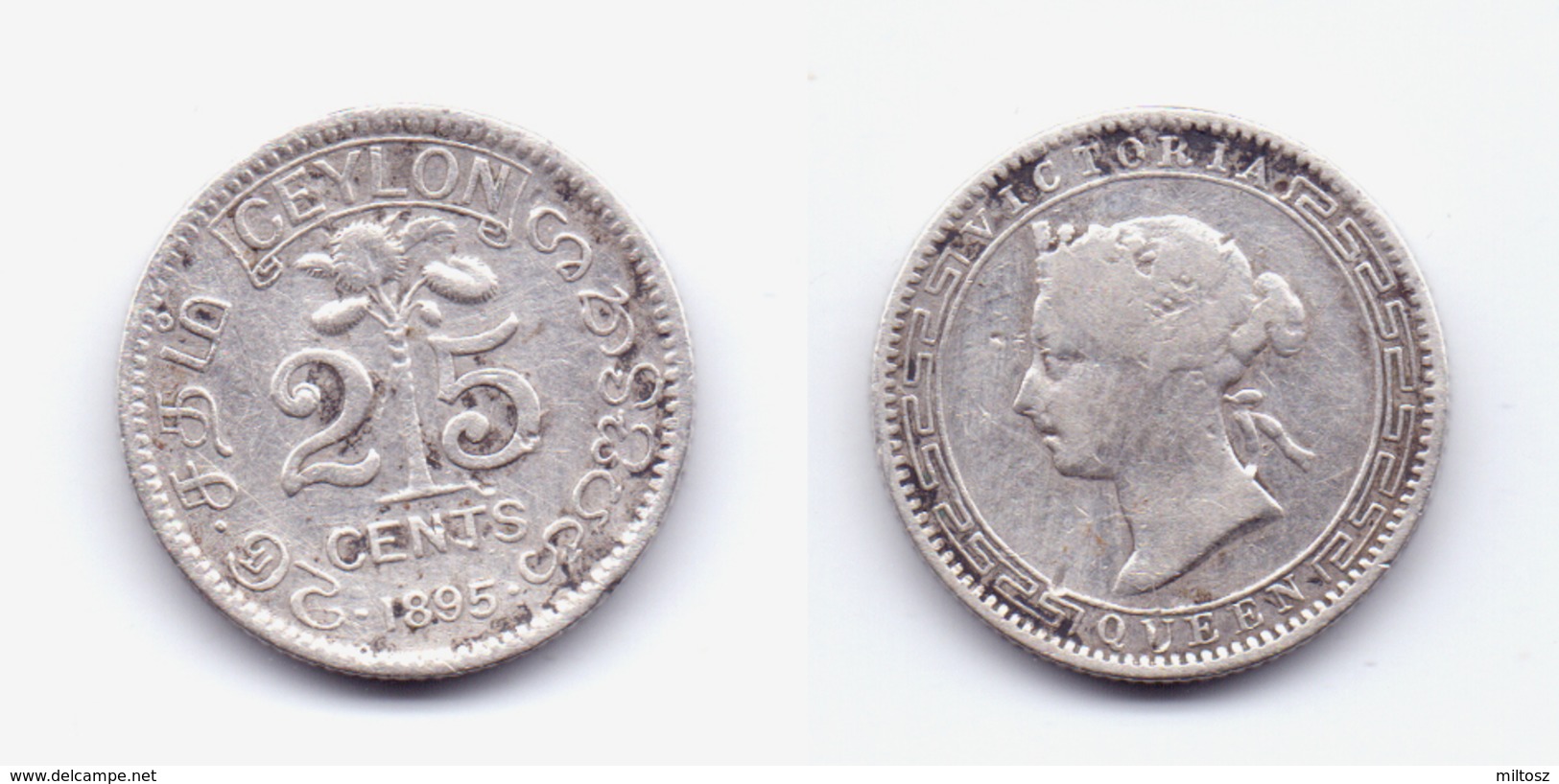Ceylon 25 Cents 1895 - Sri Lanka