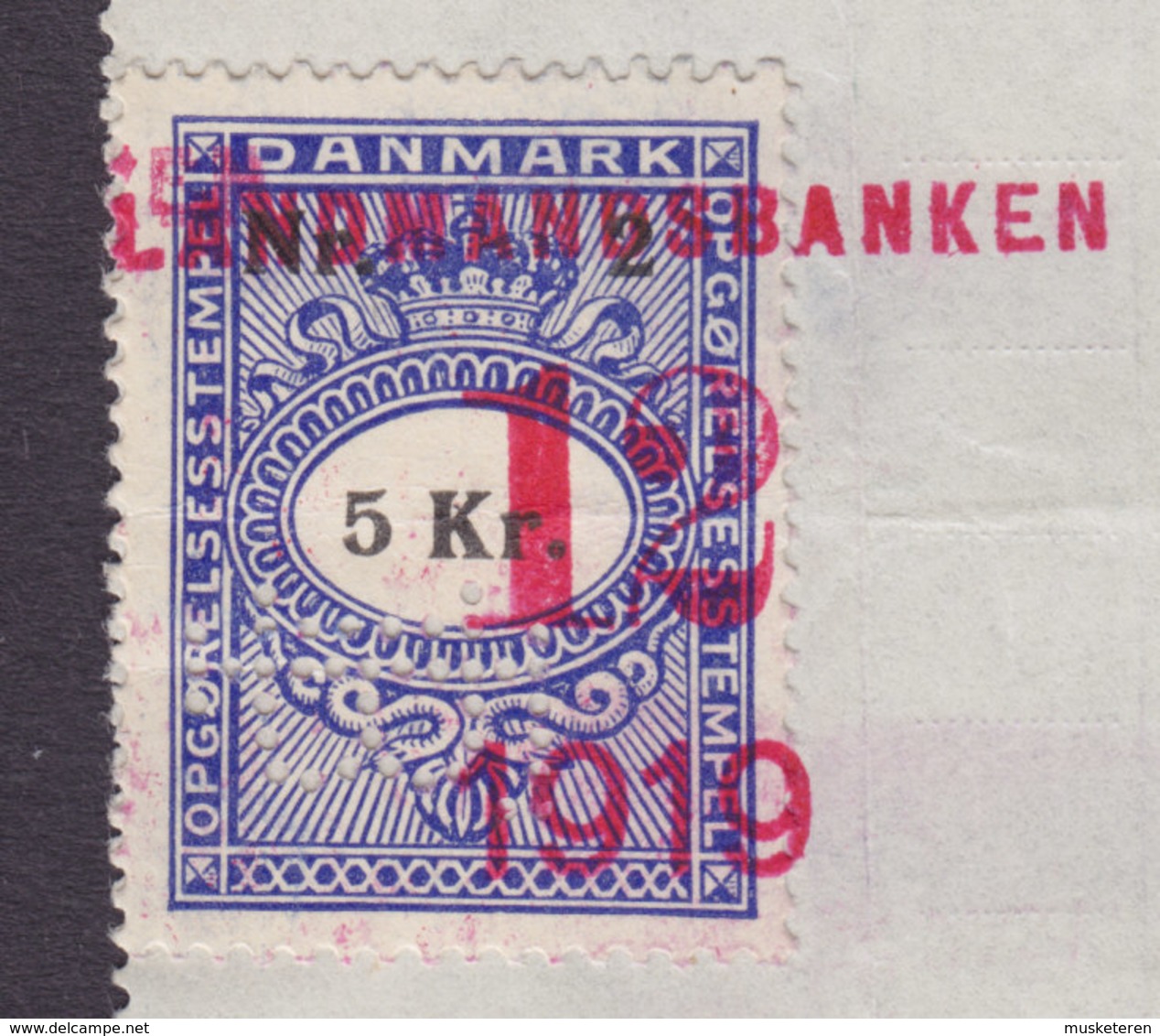 Denmark Perfin Perforé Lochung (L16) 'LB' Landmandsbanken, København OPGØRELSES Mærke På Blanket 1919 (4 Scans) !! - Abarten Und Kuriositäten