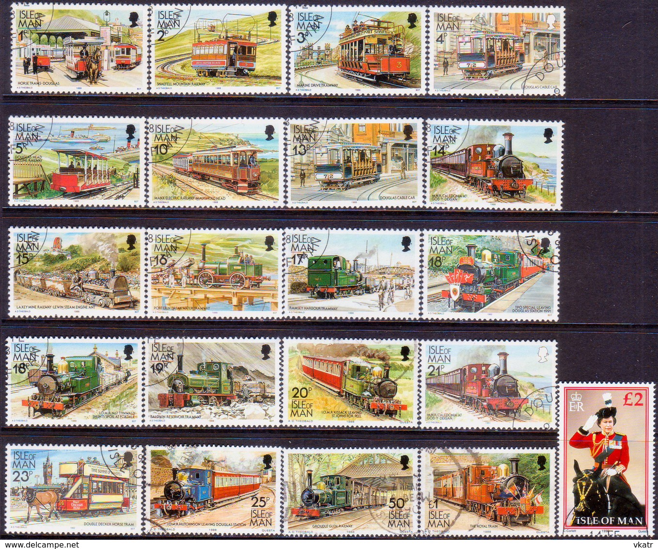 ISLE OF MAN 1988-92 SG 365-80 Compl.set Of 21 Used (all Stamps With Earliest Imprints) - Isle Of Man
