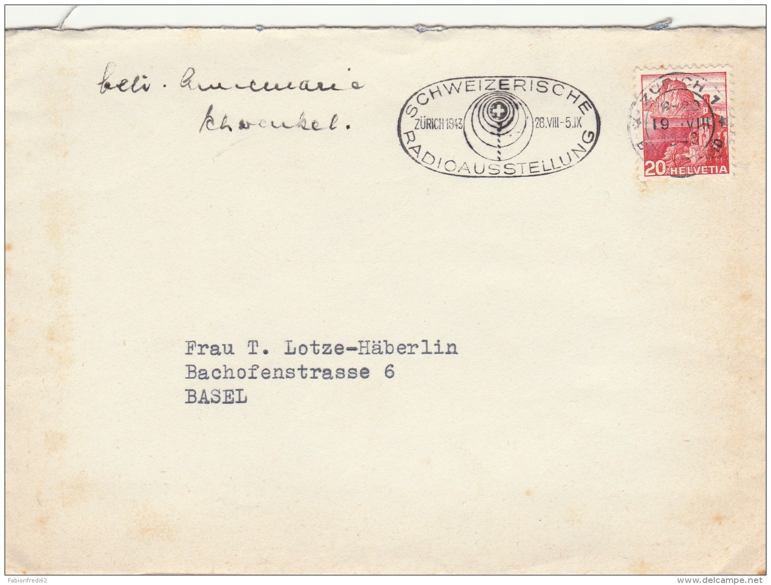 LETTERA 1943 SVIZZERA TIMBRI ZURICH RADIO AUSTELLUNG (Z1788 - Storia Postale