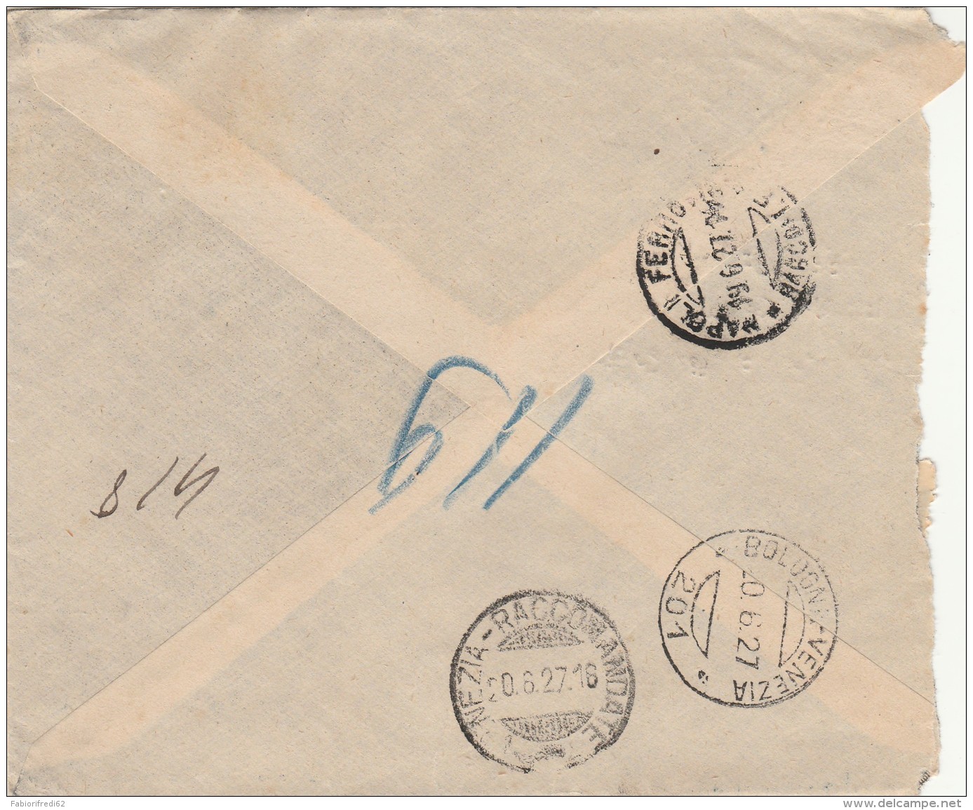 RACCOMANDATA 1927 DA EGITTO PER ITALIA TIMBRO BOLOGNA-VENEZIA (Z1884 - Storia Postale