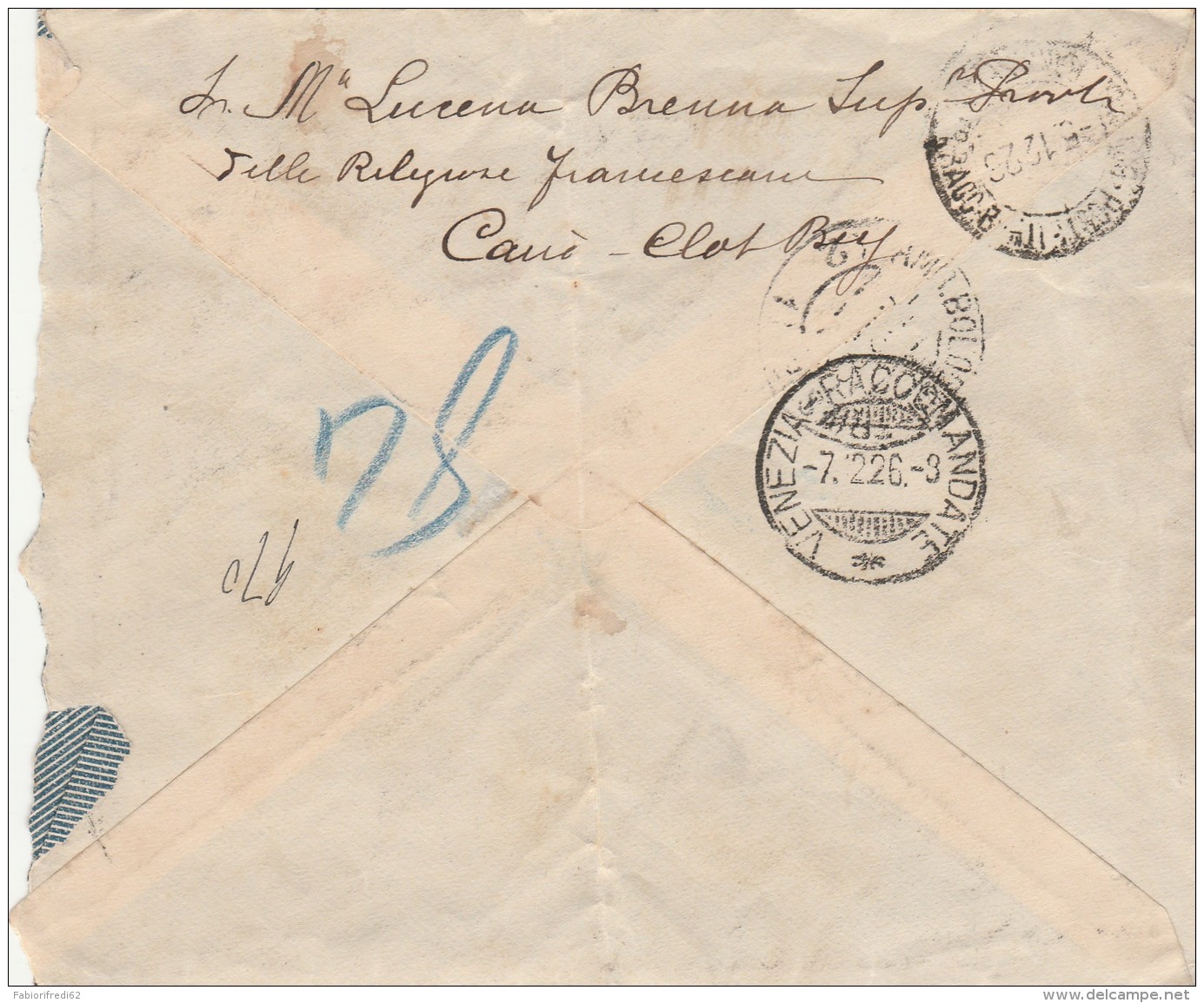 RACCOMANDATA 1927 DA EGITTO PER ITALIA TIMBRO CAIRO VENEZIA (Z1885 - Storia Postale