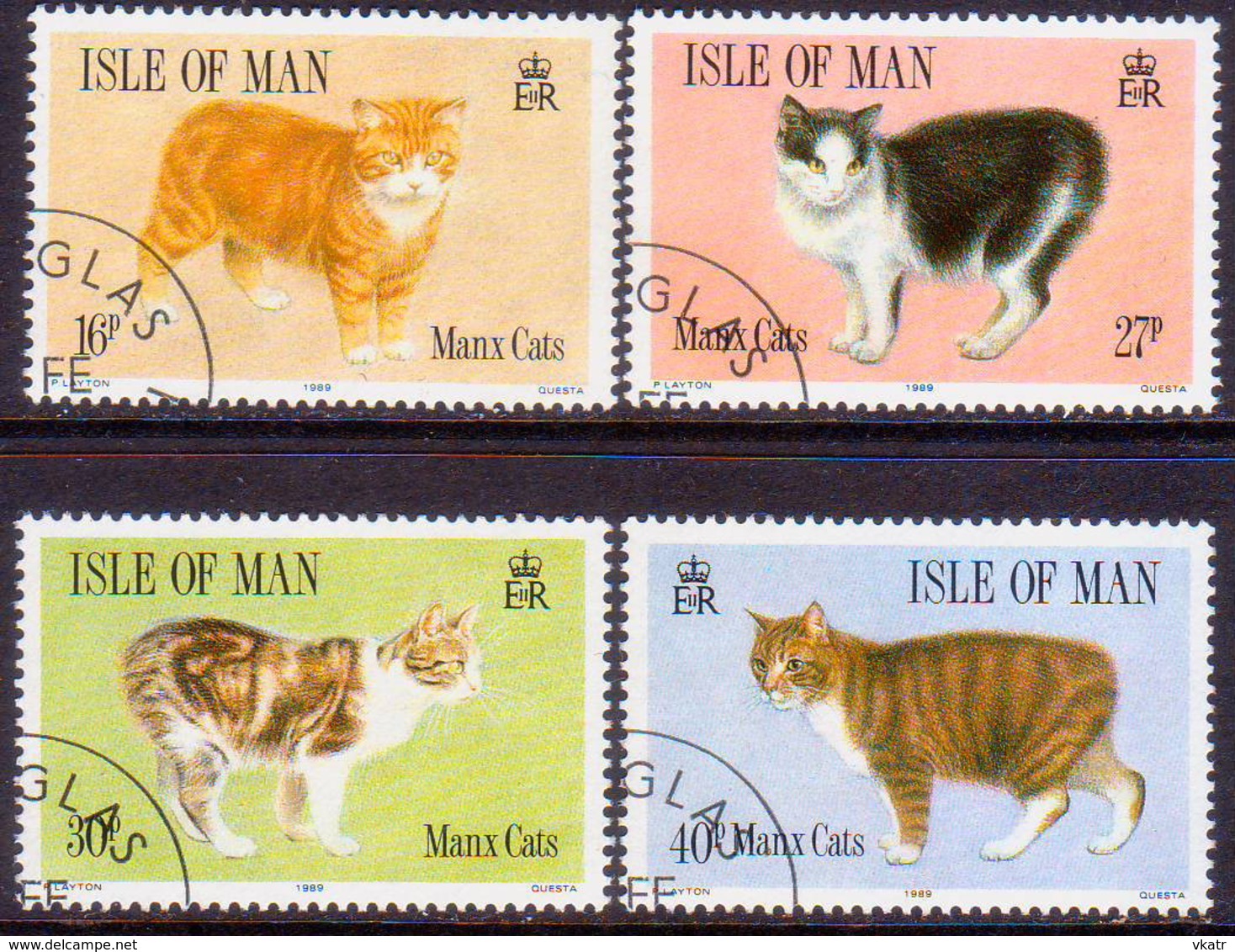 ISLE OF MAN 1989 SG 399-402 Compl.set Used Manx Cats - Isle Of Man