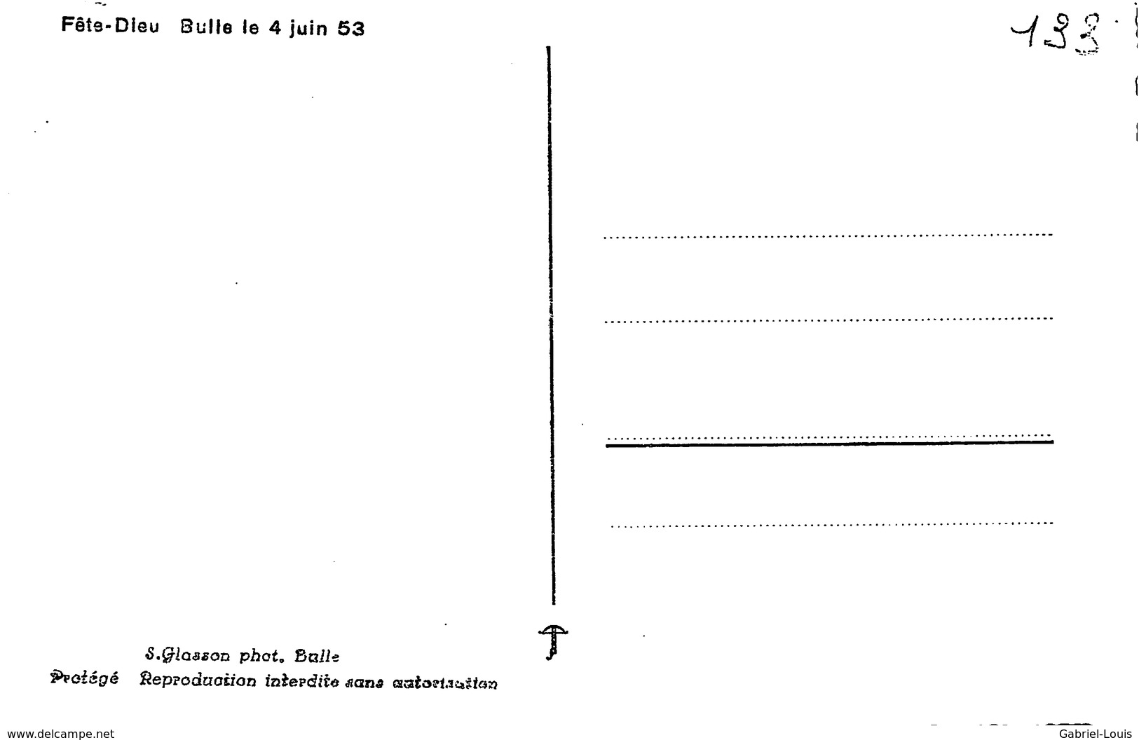 Fête-Dieu - Bulle Le 4 Juin 1953 - Non Circulé - Bulle